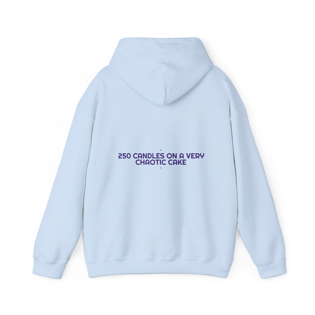 250 Candles On A Very Chaotic Cake — Funny Hoodie (Back Print)