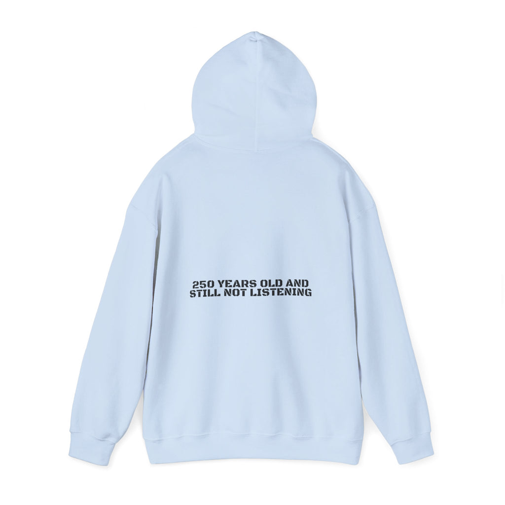 250 Years Old And Still Not Listening — Funny Hoodie (Back Print)