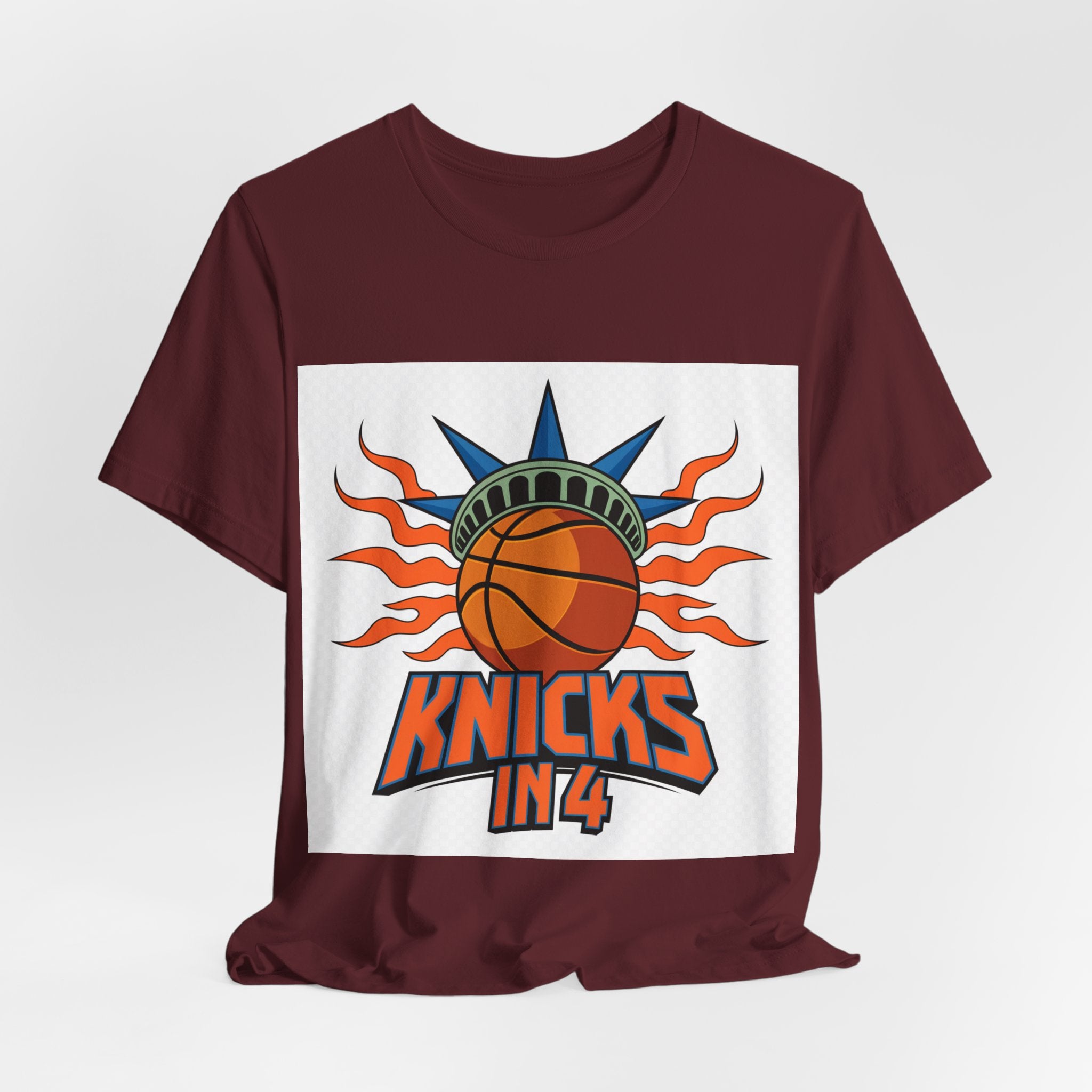 Knicks In 4 Liberty Ball - Trendy Teez Tee (Graphic Front + Text Back) mockup