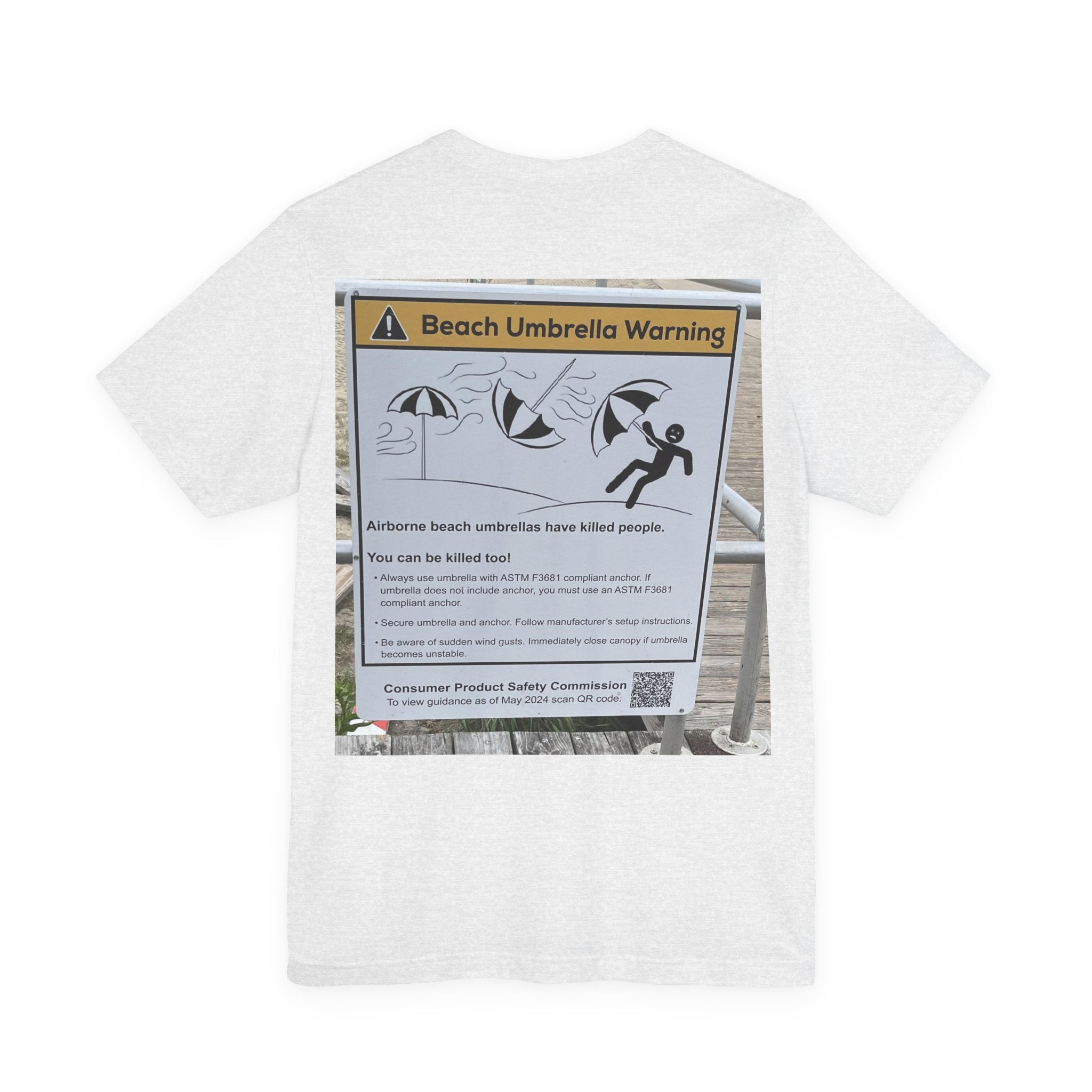 Flying Beach Umbrellas (Ocean City, Nj) — Hard Tee (Back Print)