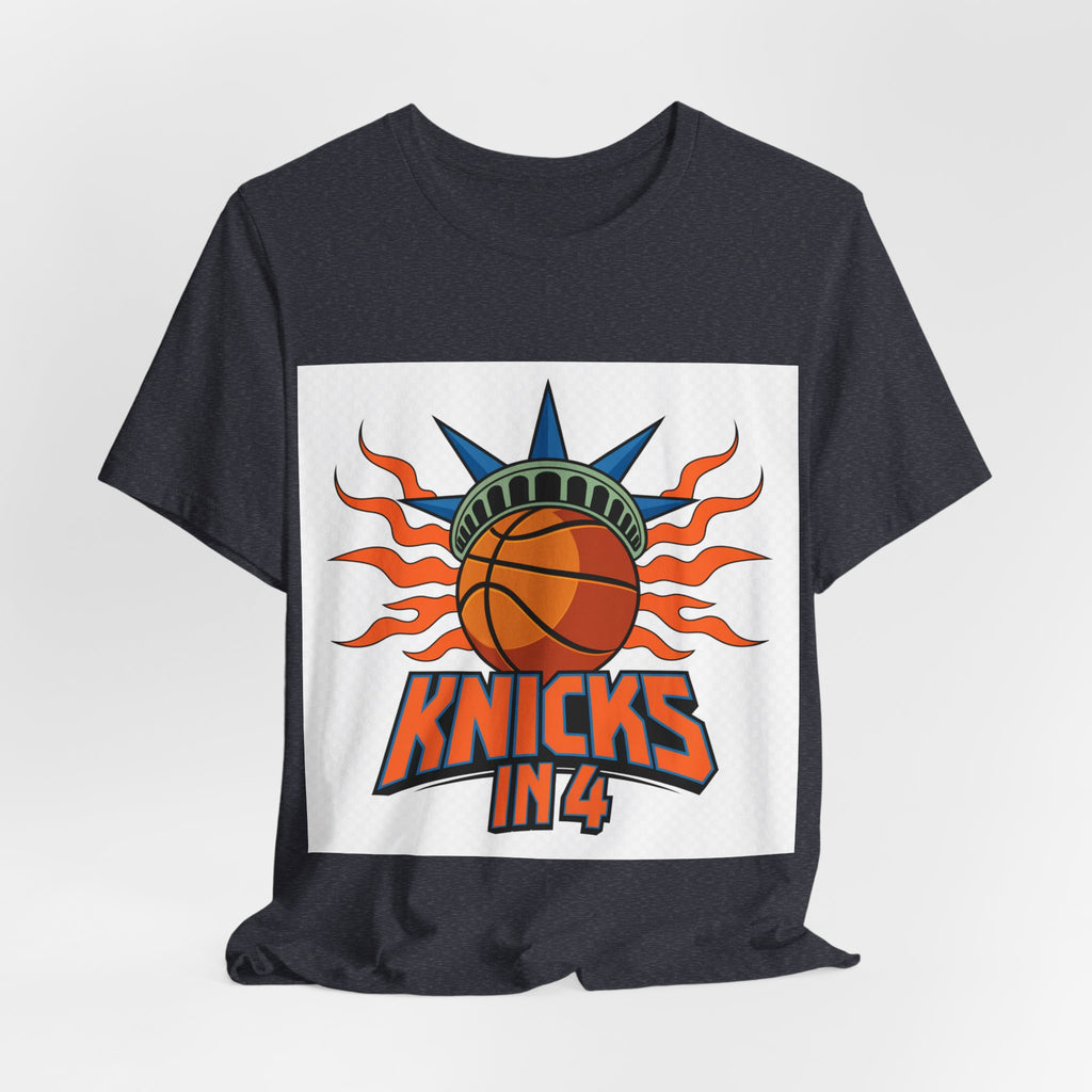 Knicks In 4 Liberty Ball - Trendy Teez Tee (Graphic Front + Text Back) mockup