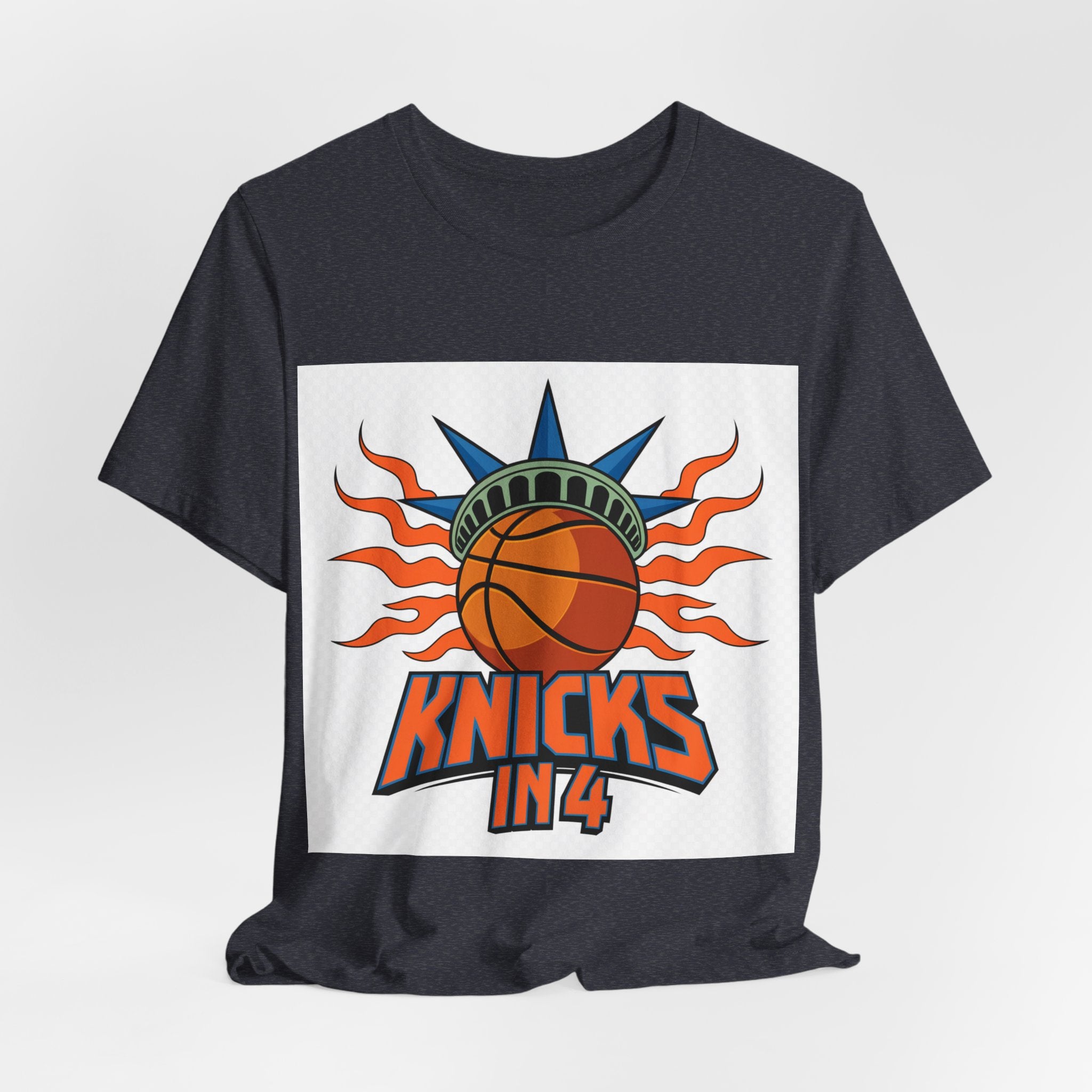 Knicks In 4 Liberty Ball - Trendy Teez Tee (Graphic Front + Text Back) mockup