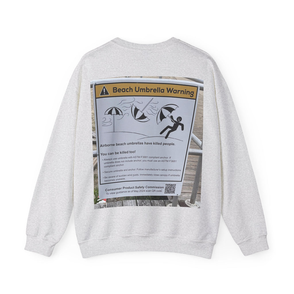 Flying Beach Umbrellas (Ocean City, Nj) — Hard Crewneck (Back Print)