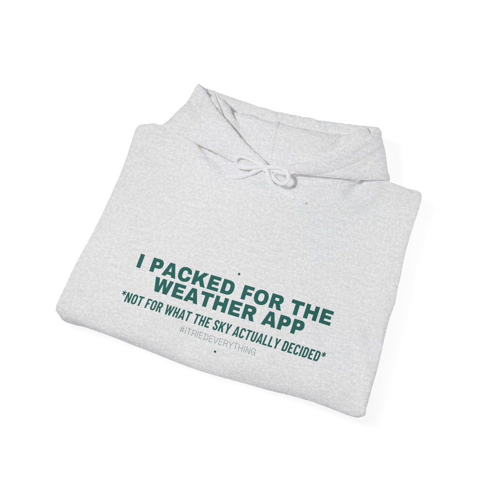 I Packed For The Weather App - Trendy Teez Funny Hoodie mockup