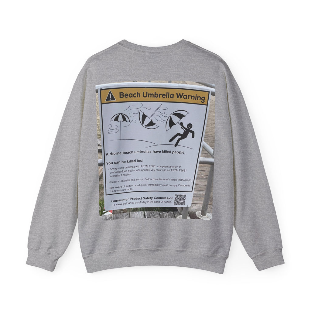 Flying Beach Umbrellas (Ocean City, Nj) — Hard Crewneck (Back Print)