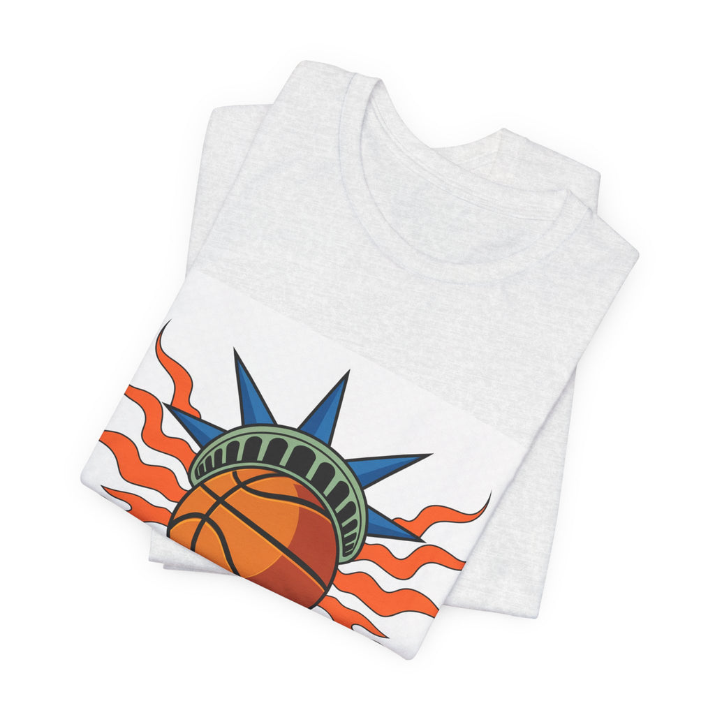 Knicks In 4 Liberty Ball - Trendy Teez Tee (Graphic Front + Text Back) mockup