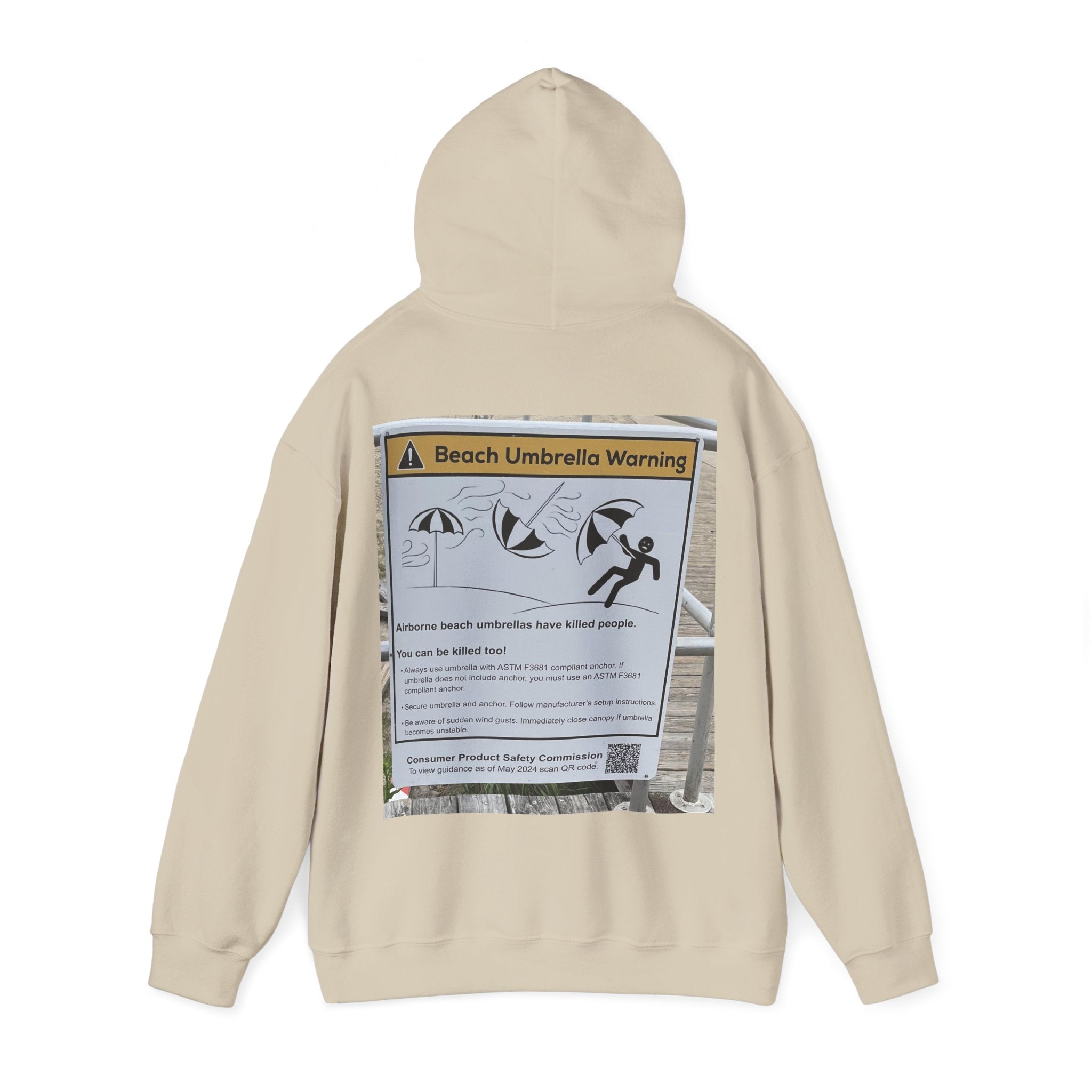 Flying Beach Umbrellas (Ocean City, Nj) — Hard Hoodie (Back Print)