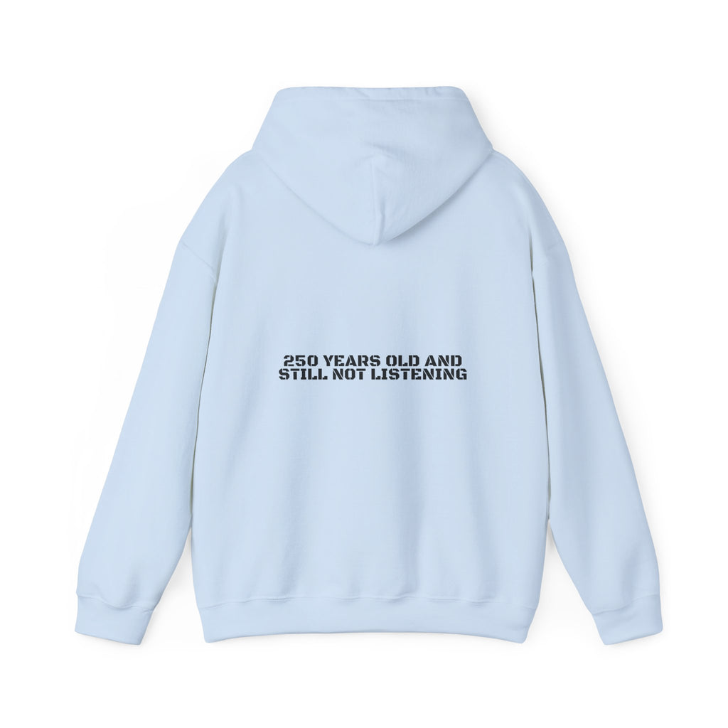 250 Years Old And Still Not Listening — Funny Hoodie (Back Print)