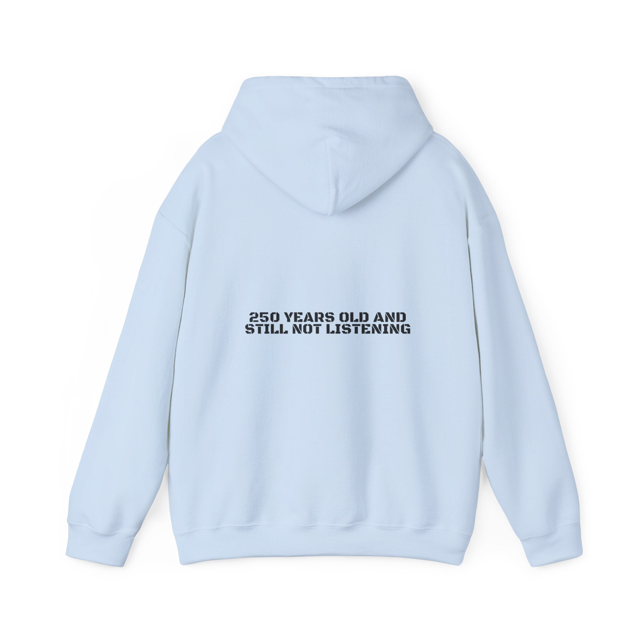 250 Years Old And Still Not Listening — Funny Hoodie (Back Print)