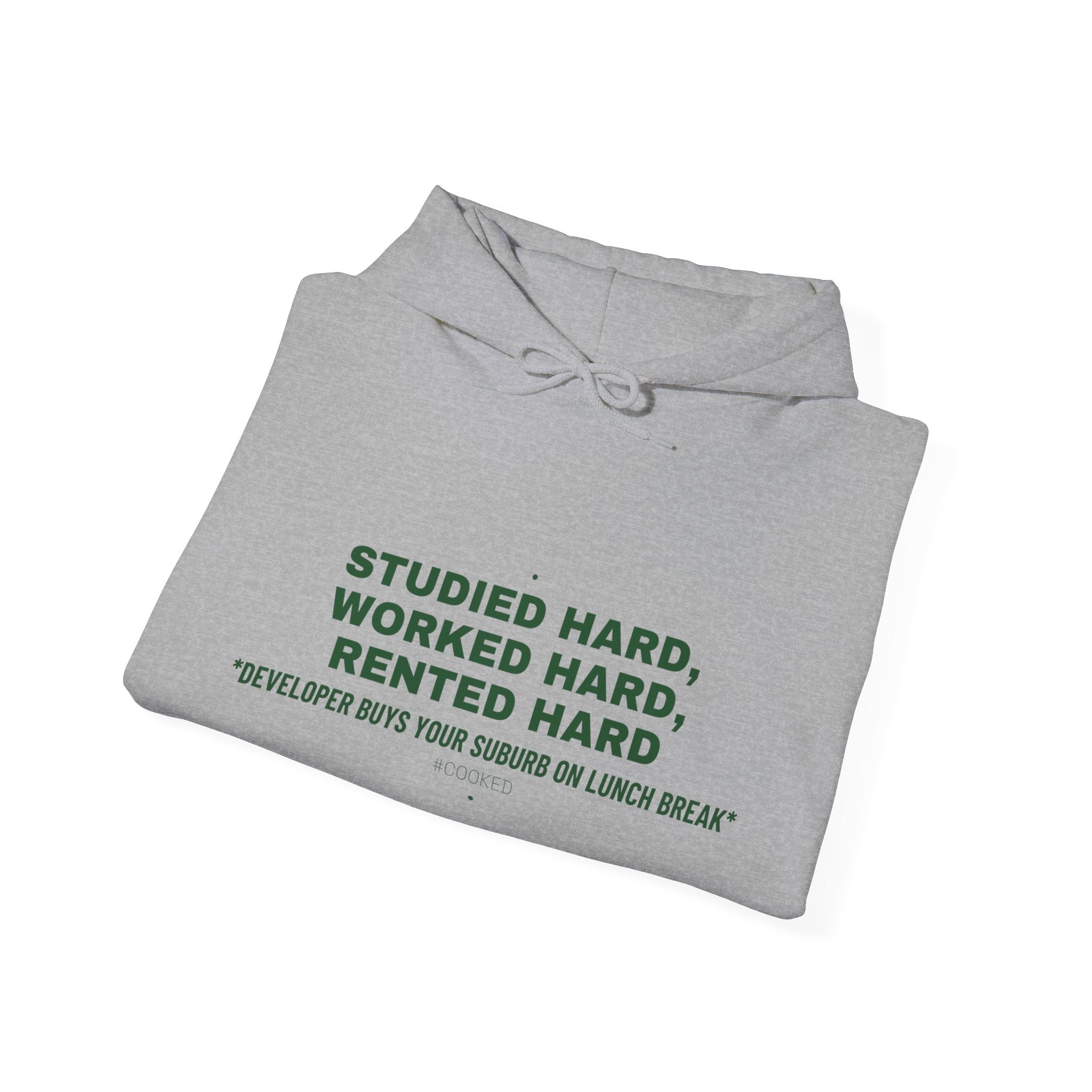 Studied Hard, Worked Hard, Rented Hard - Trendy Teez Funny Hoodie mockup