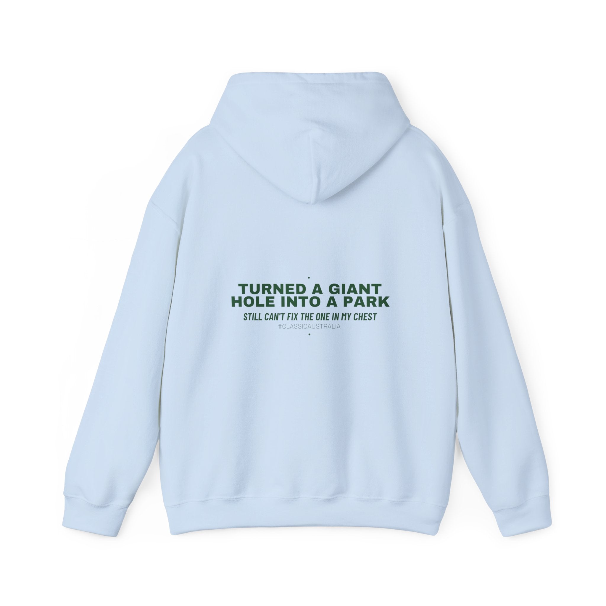 Turned A Giant Hole Into A Park — Funny Hoodie (Back Print)