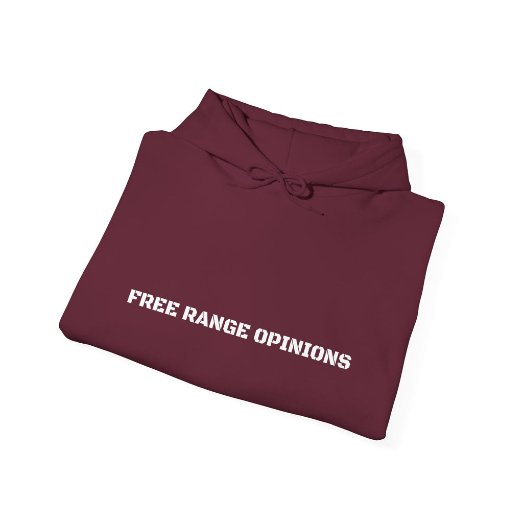 Free Range Opinions - Trendy Teez Funny Hoodie mockup
