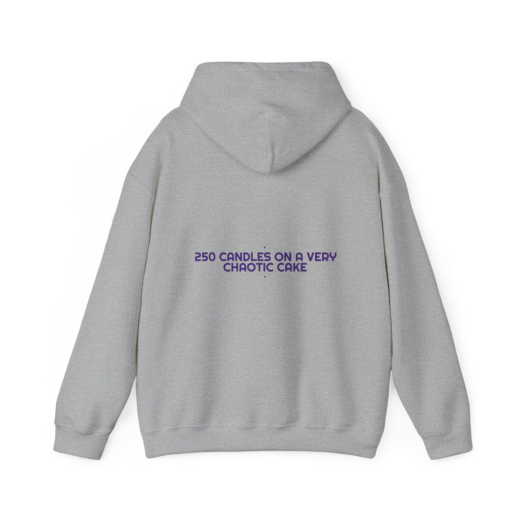 250 Candles On A Very Chaotic Cake — Funny Hoodie (Back Print)
