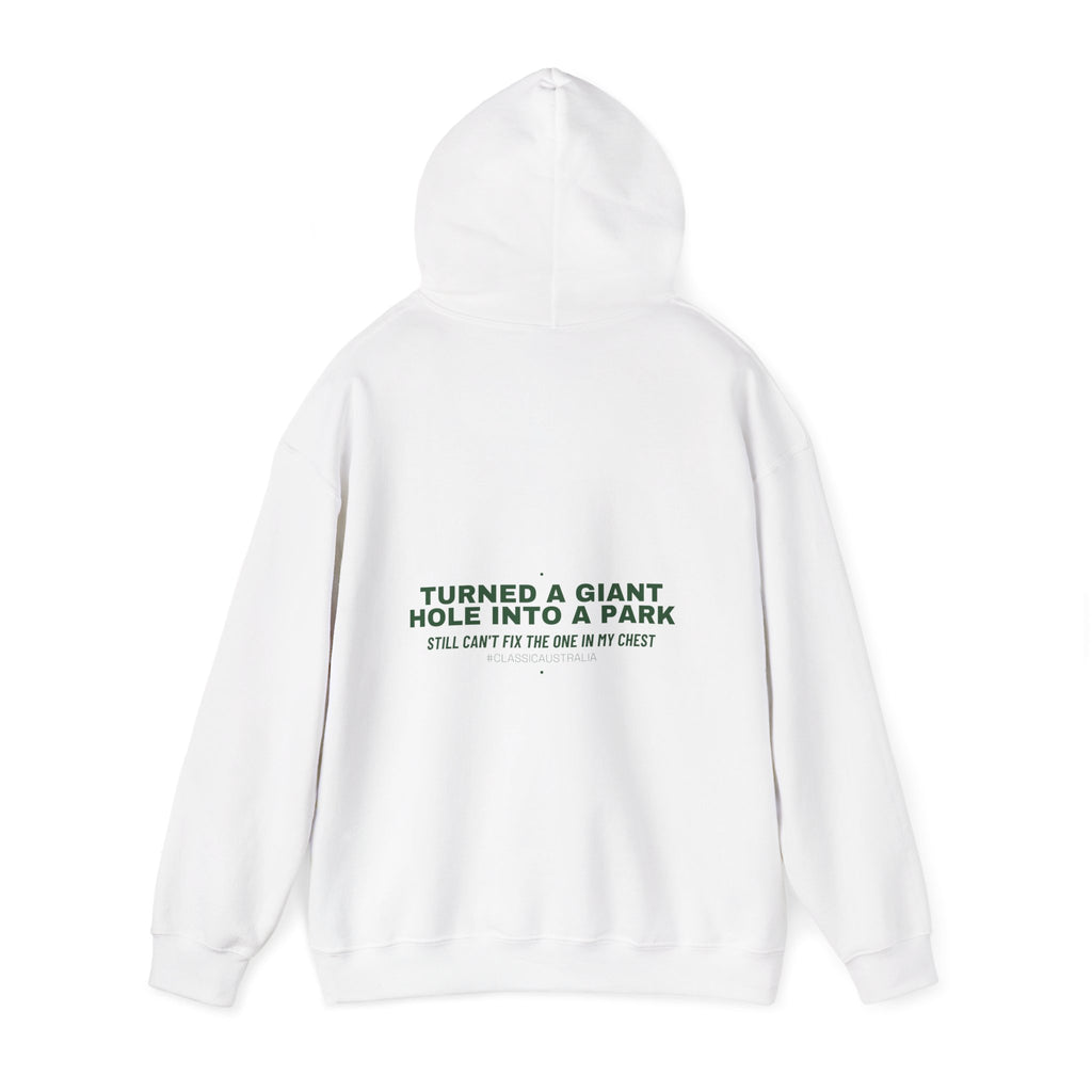Turned A Giant Hole Into A Park — Funny Hoodie (Back Print)
