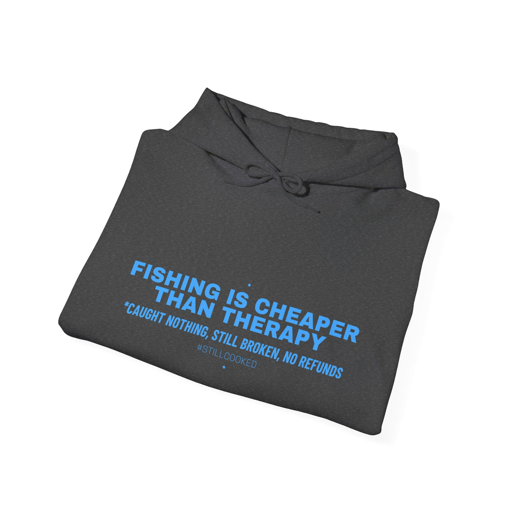 Fishing Is Cheaper Than Therapy - Trendy Teez Funny Hoodie mockup