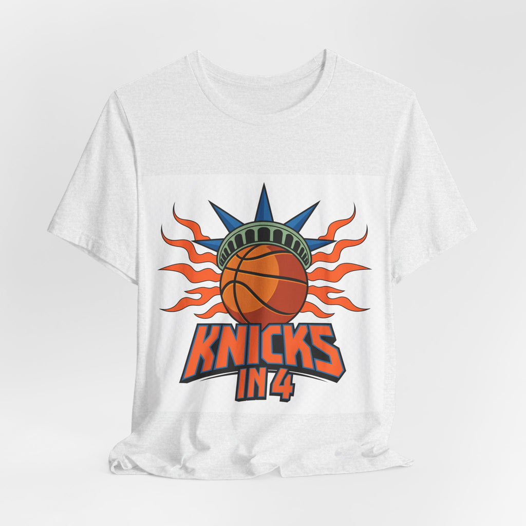 Knicks In 4 Liberty Ball - Trendy Teez Tee (Graphic Front + Text Back) mockup