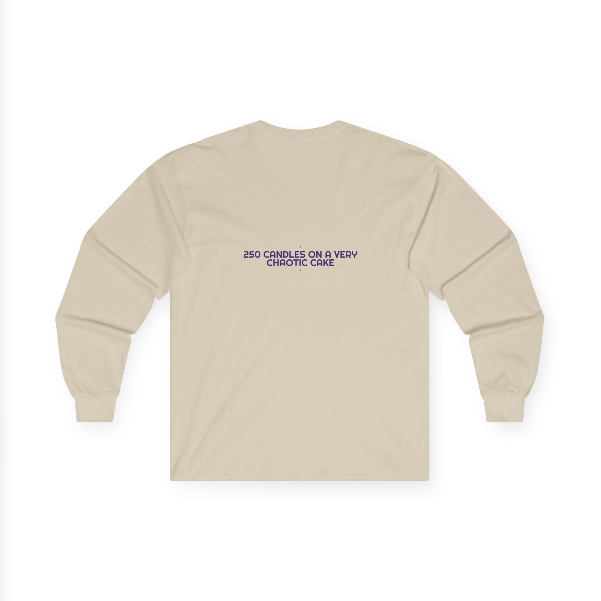 250 Candles On A Very Chaotic Cake — Funny Long Sleeve (Back Print)