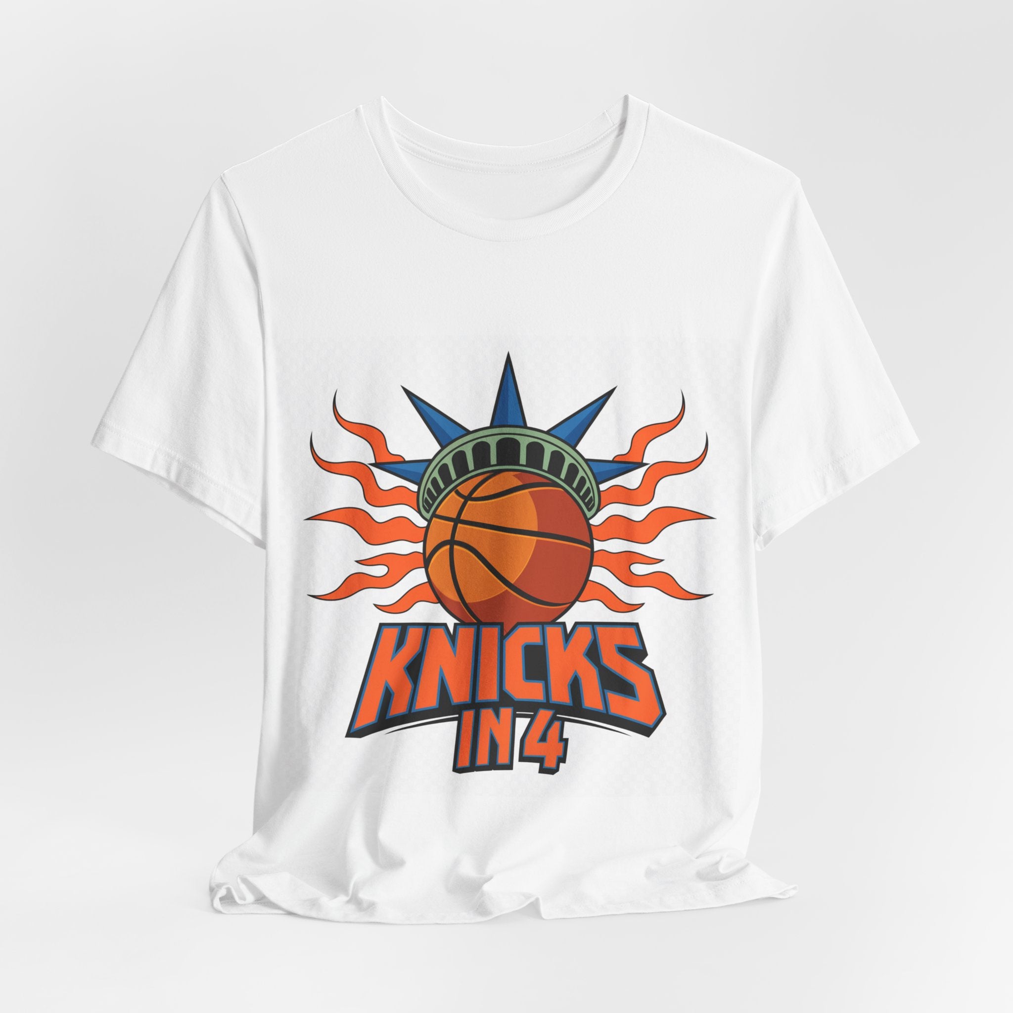 Knicks In 4 Liberty Ball - Trendy Teez Tee (Graphic Front + Text Back) mockup