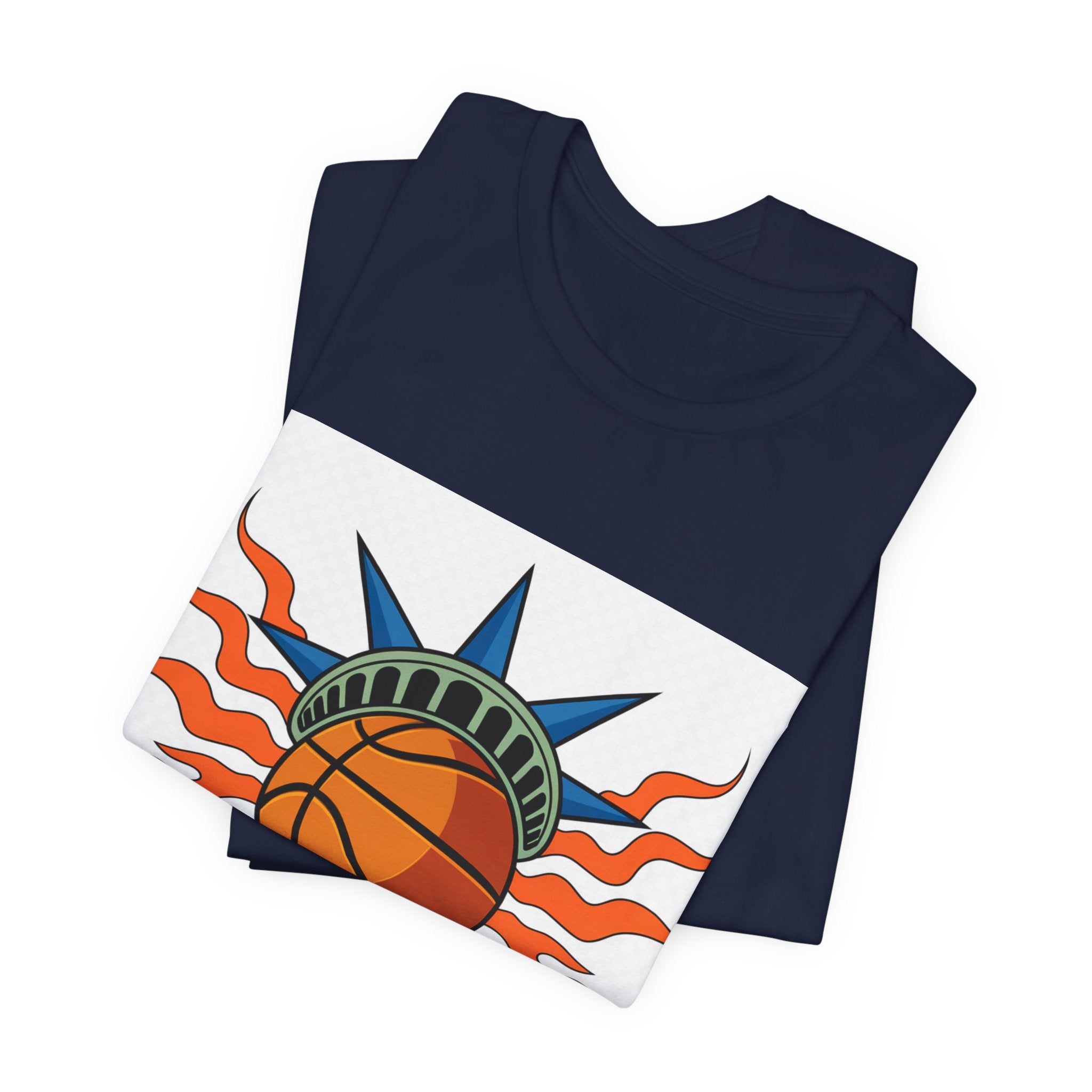 Knicks In 4 Liberty Ball - Trendy Teez Tee (Graphic Front + Text Back) mockup