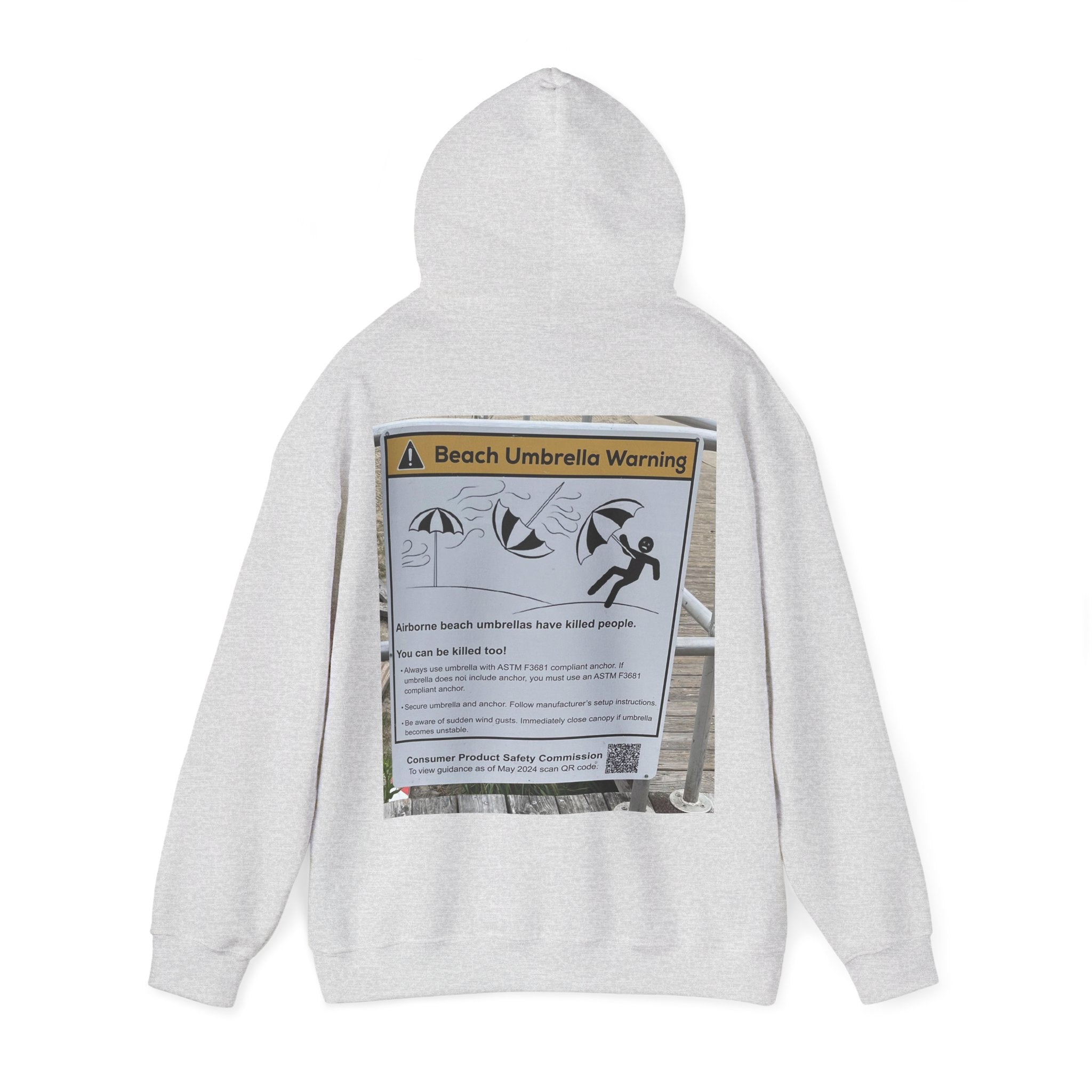 Flying Beach Umbrellas (Ocean City, Nj) — Hard Hoodie (Back Print)