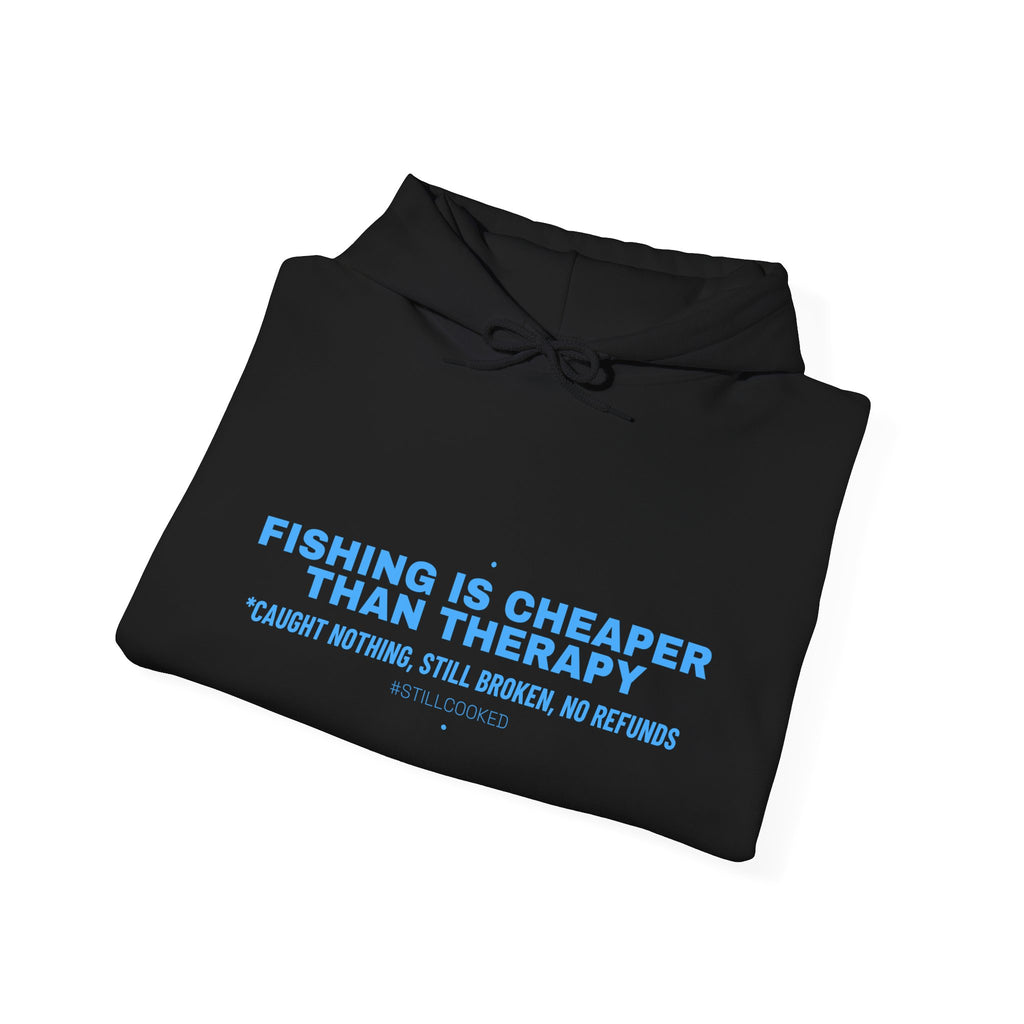 Fishing Is Cheaper Than Therapy - Trendy Teez Funny Hoodie mockup