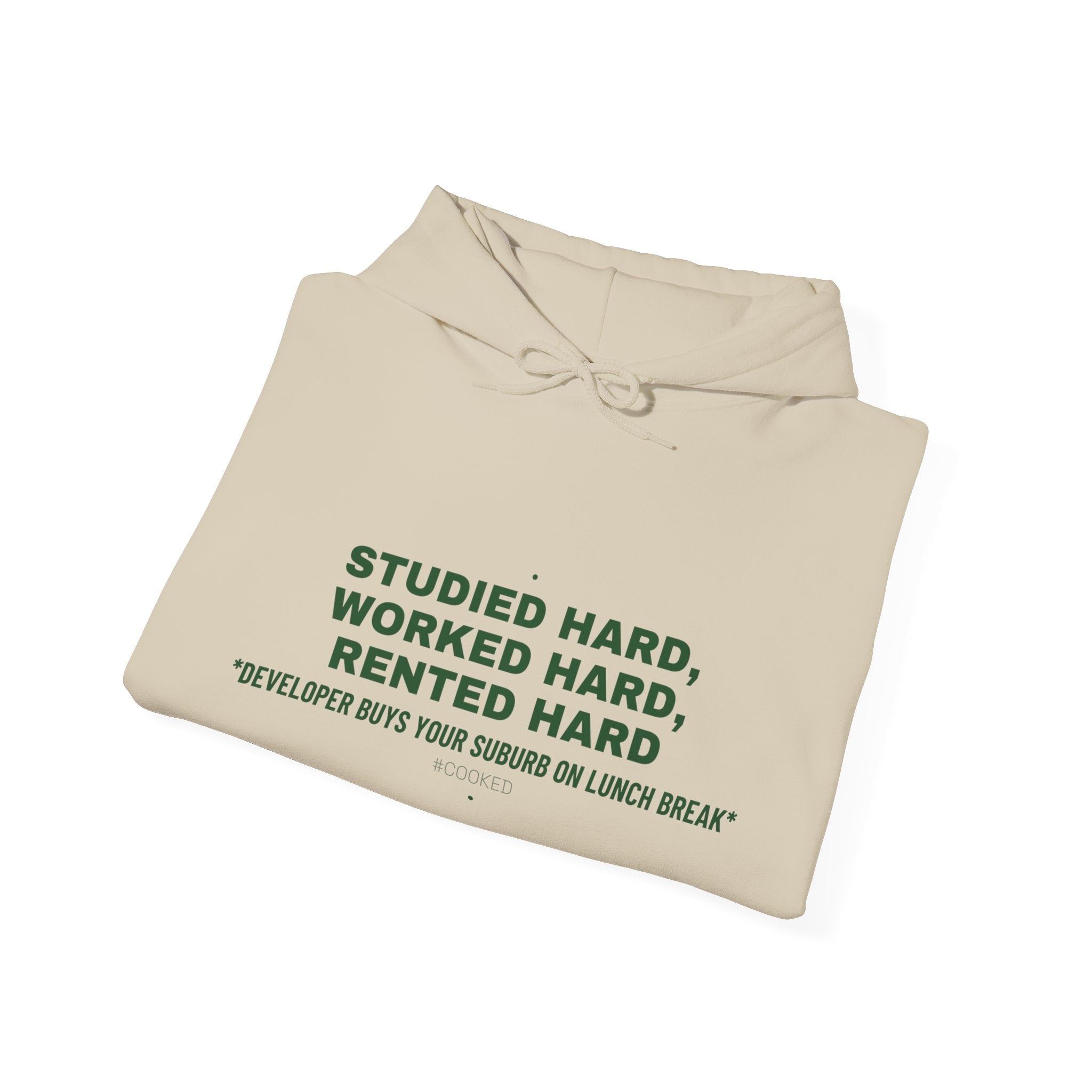 Studied Hard, Worked Hard, Rented Hard - Trendy Teez Funny Hoodie mockup
