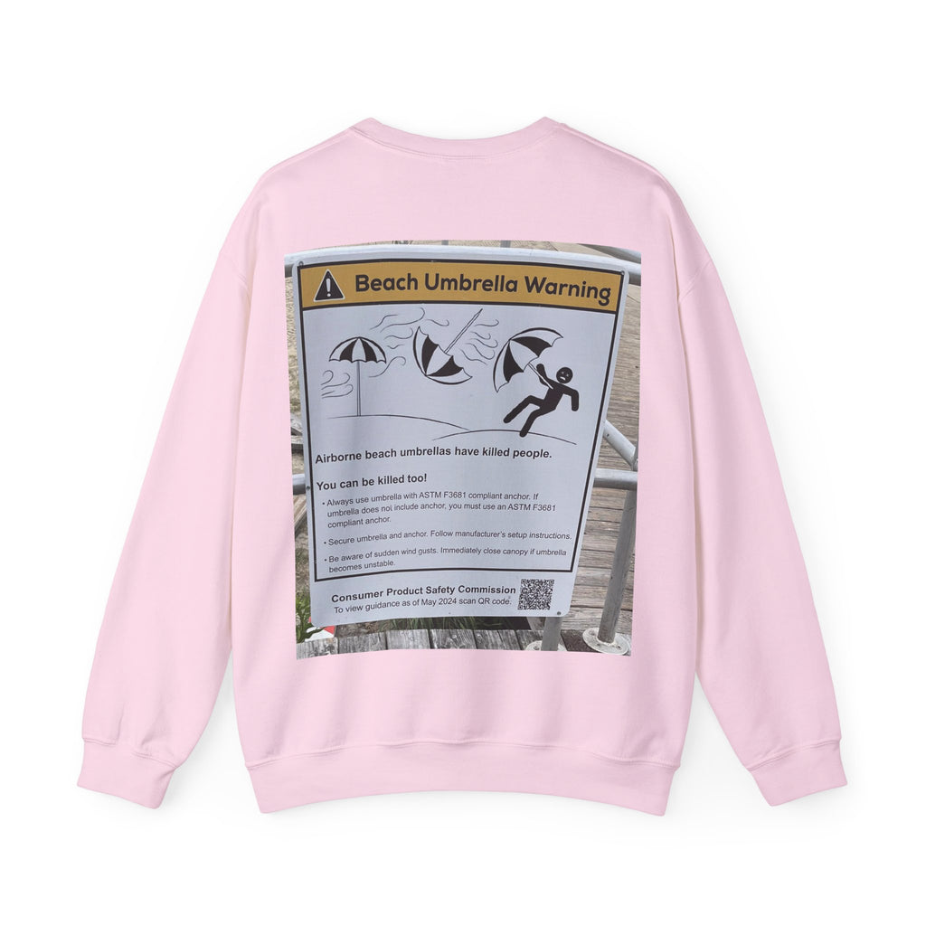 Flying Beach Umbrellas (Ocean City, Nj) — Hard Crewneck (Back Print)