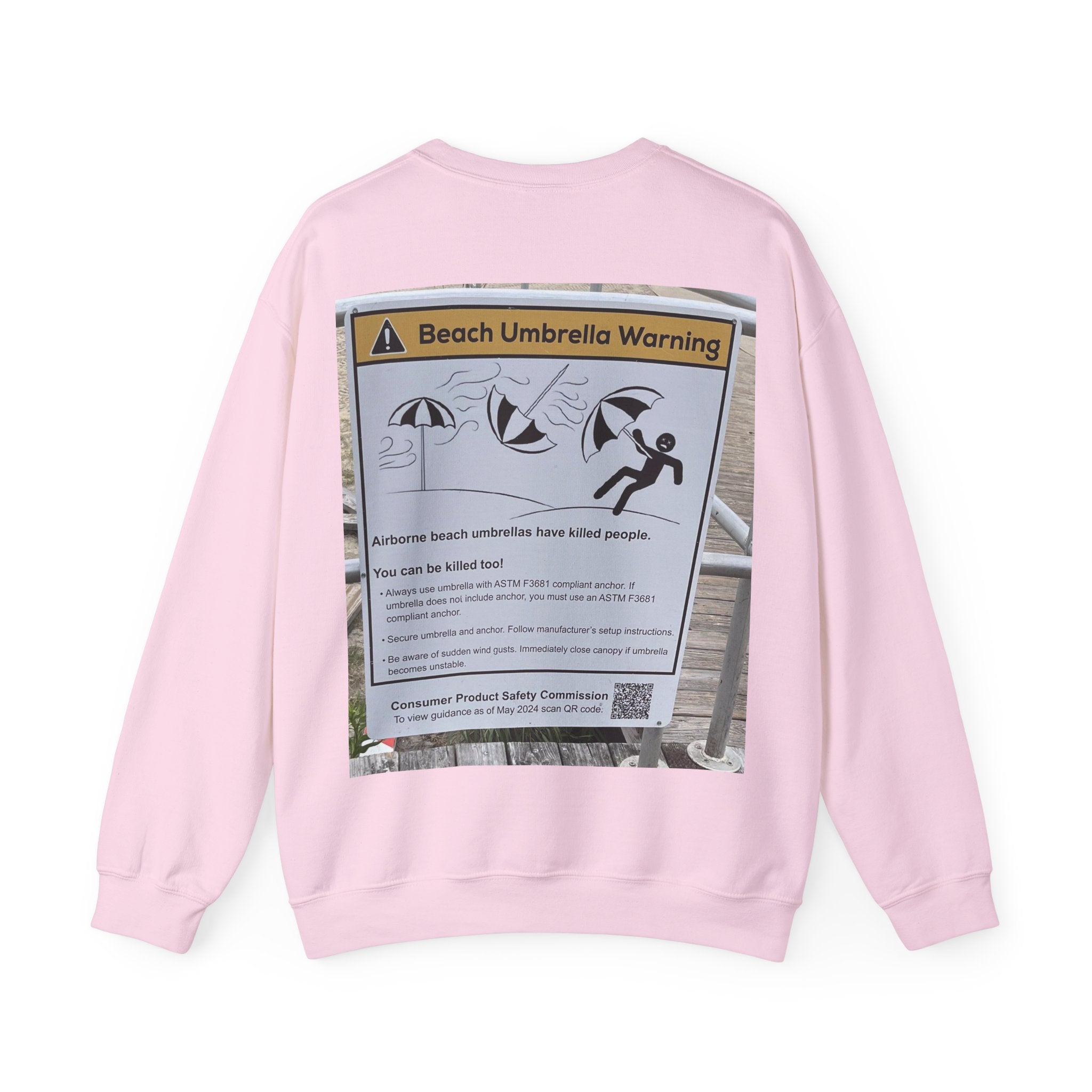 Flying Beach Umbrellas (Ocean City, Nj) — Hard Crewneck (Back Print)