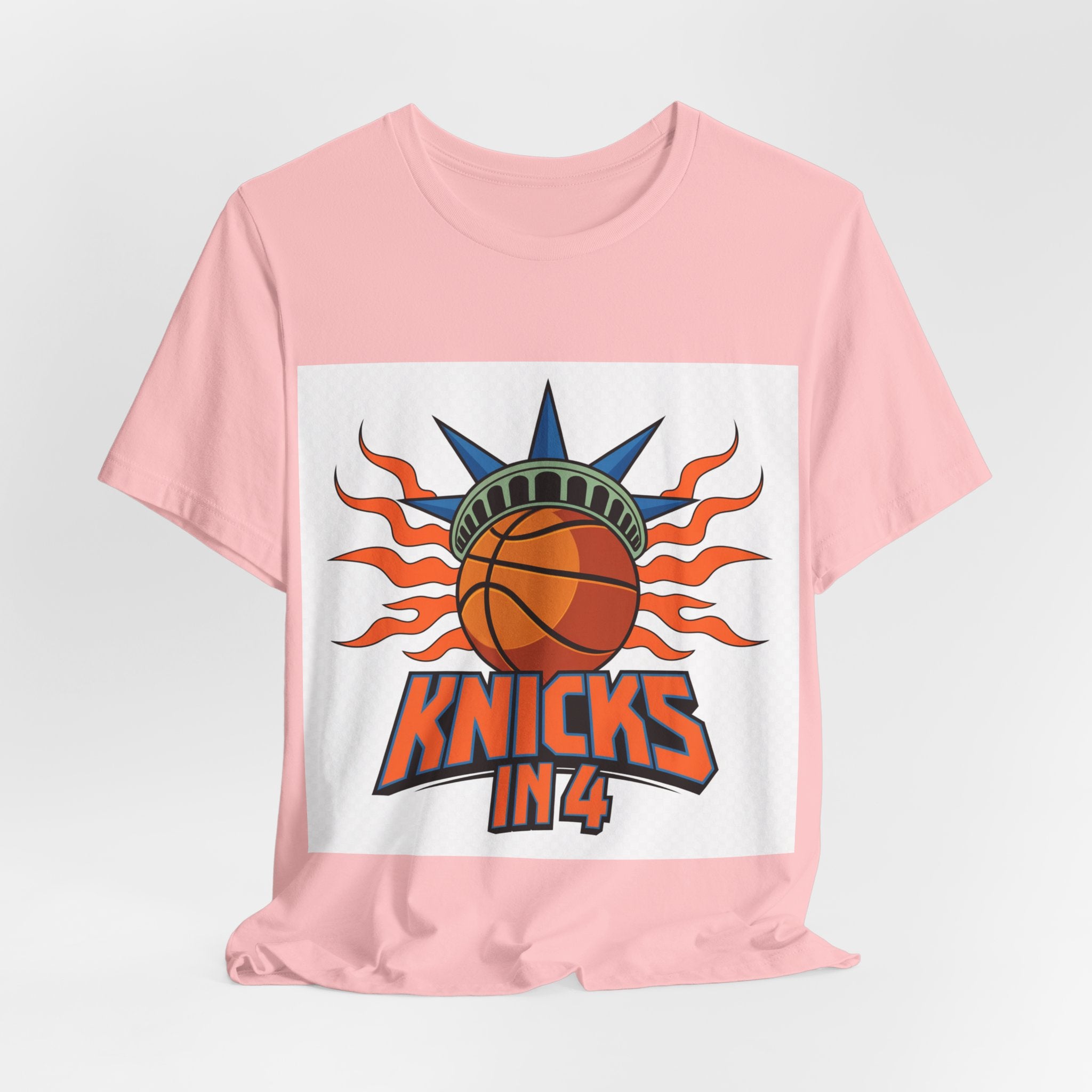 Knicks In 4 Liberty Ball - Trendy Teez Tee (Graphic Front + Text Back) mockup
