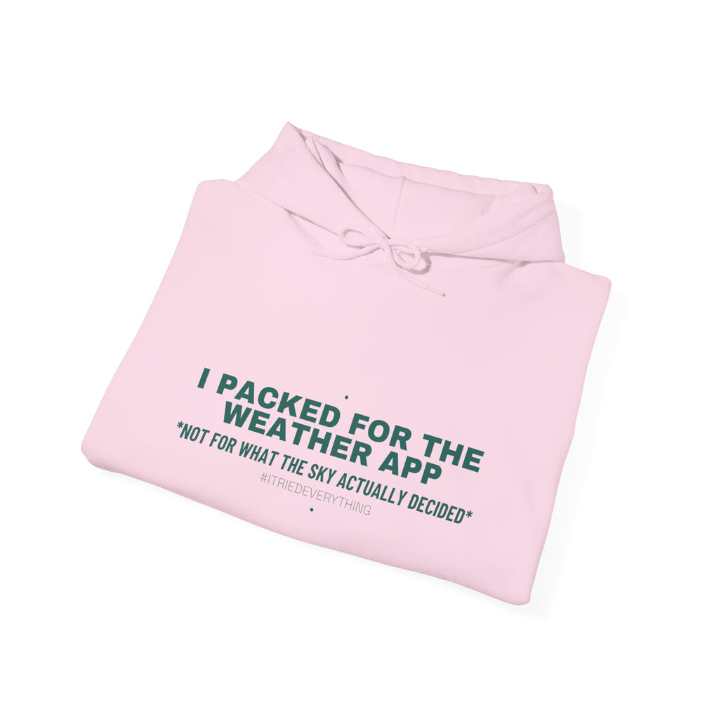 I Packed For The Weather App - Trendy Teez Funny Hoodie mockup