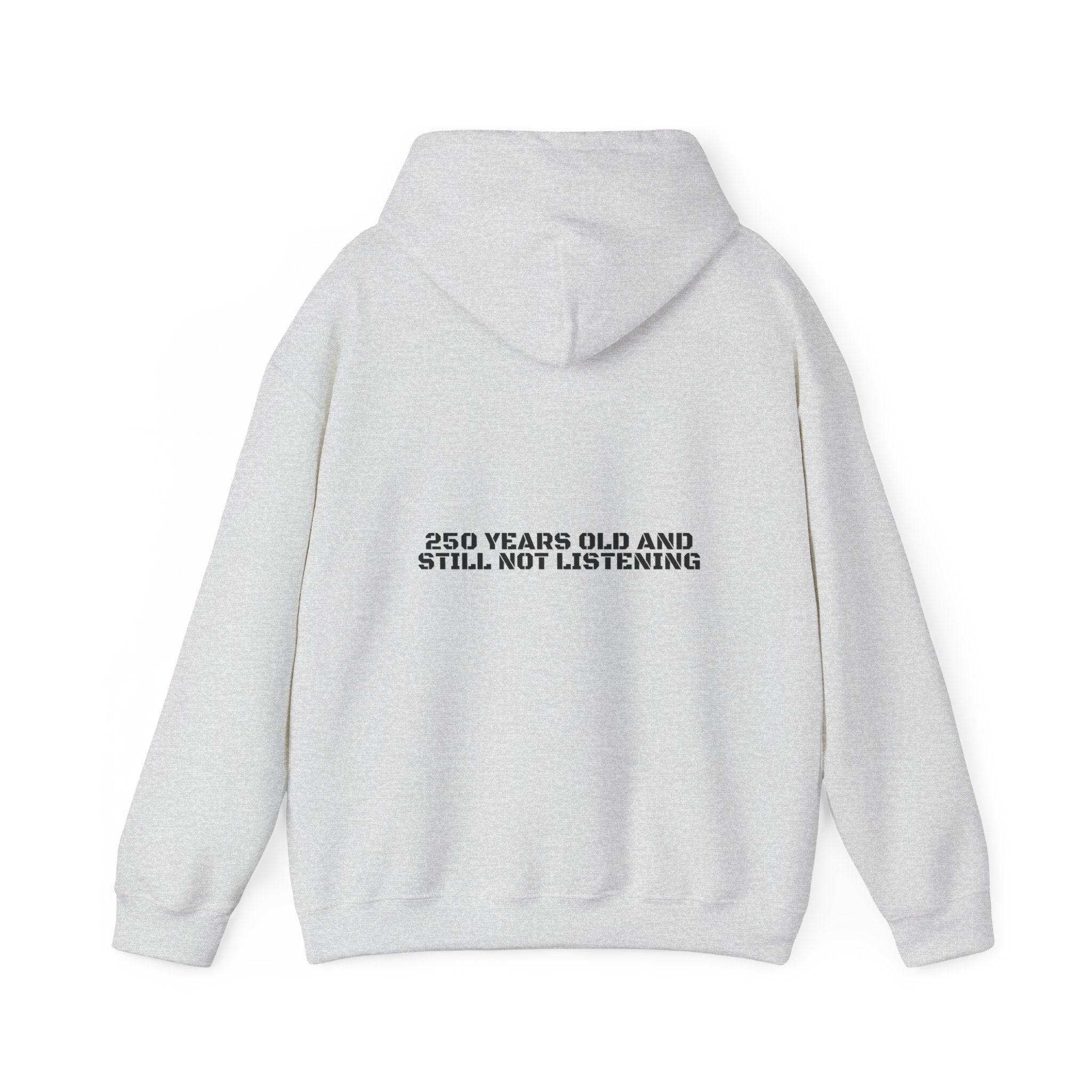 250 Years Old And Still Not Listening — Funny Hoodie (Back Print)