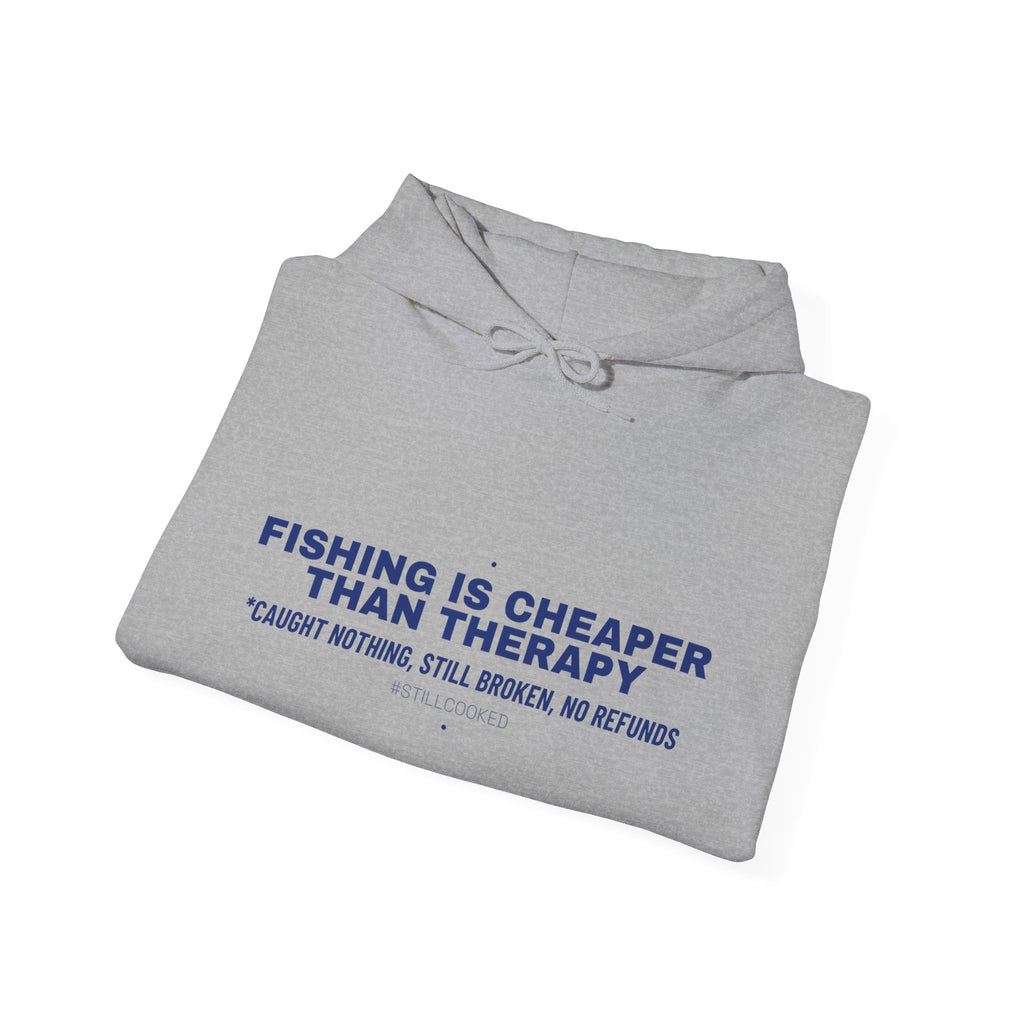 Fishing Is Cheaper Than Therapy - Trendy Teez Funny Hoodie mockup