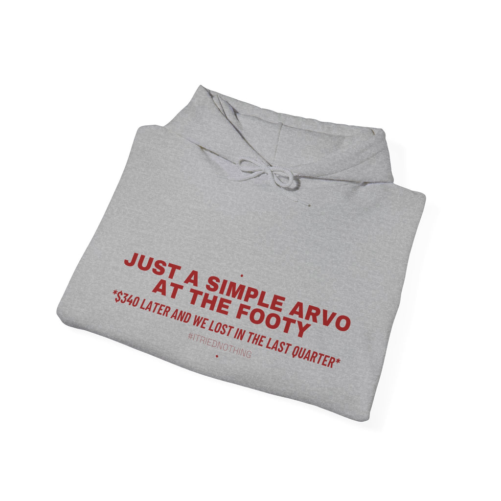 Just A Simple Arvo At The Footy - Trendy Teez Funny Hoodie mockup