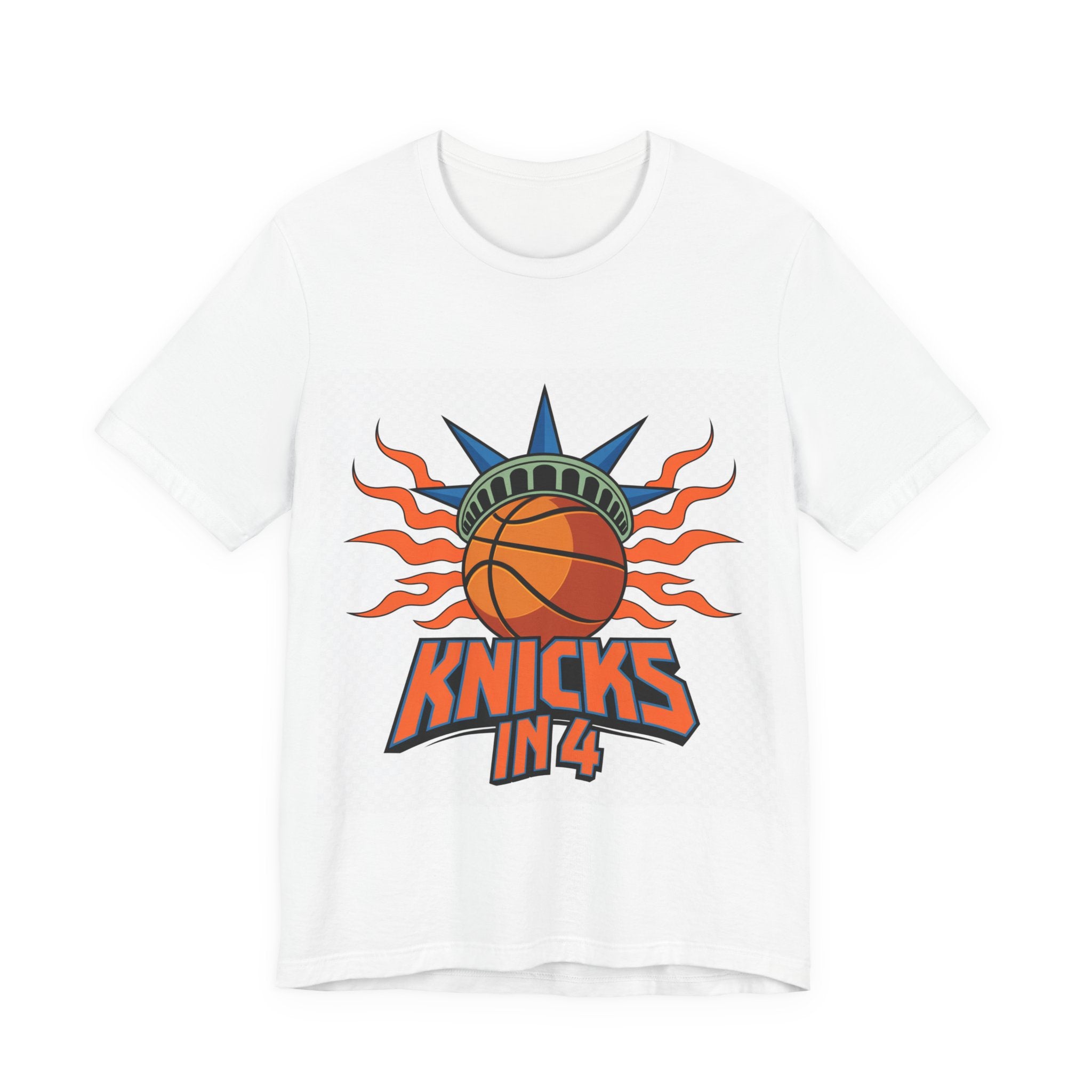 Knicks In 4 Liberty Ball - Trendy Teez Tee (Graphic Front + Text Back) mockup