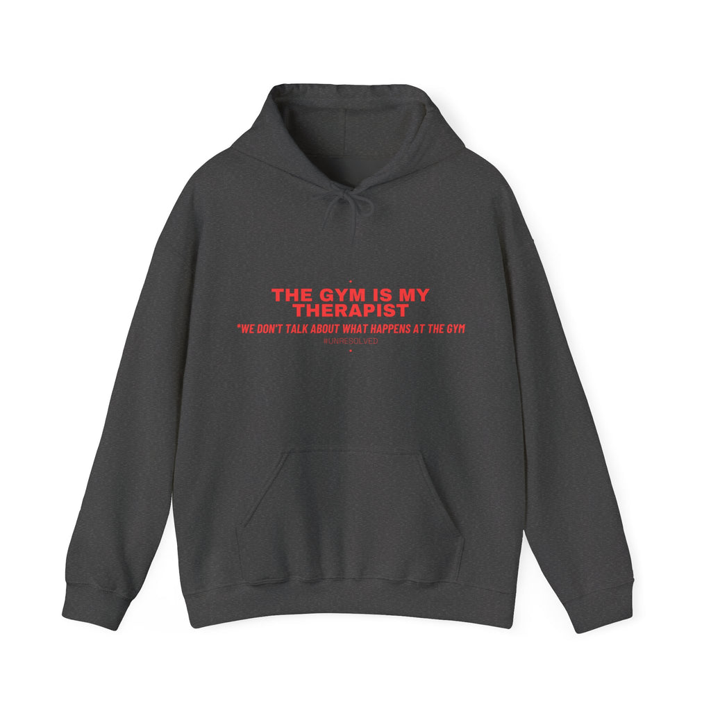 The Gym Is My Therapist - Trendy Teez Funny Hoodie mockup