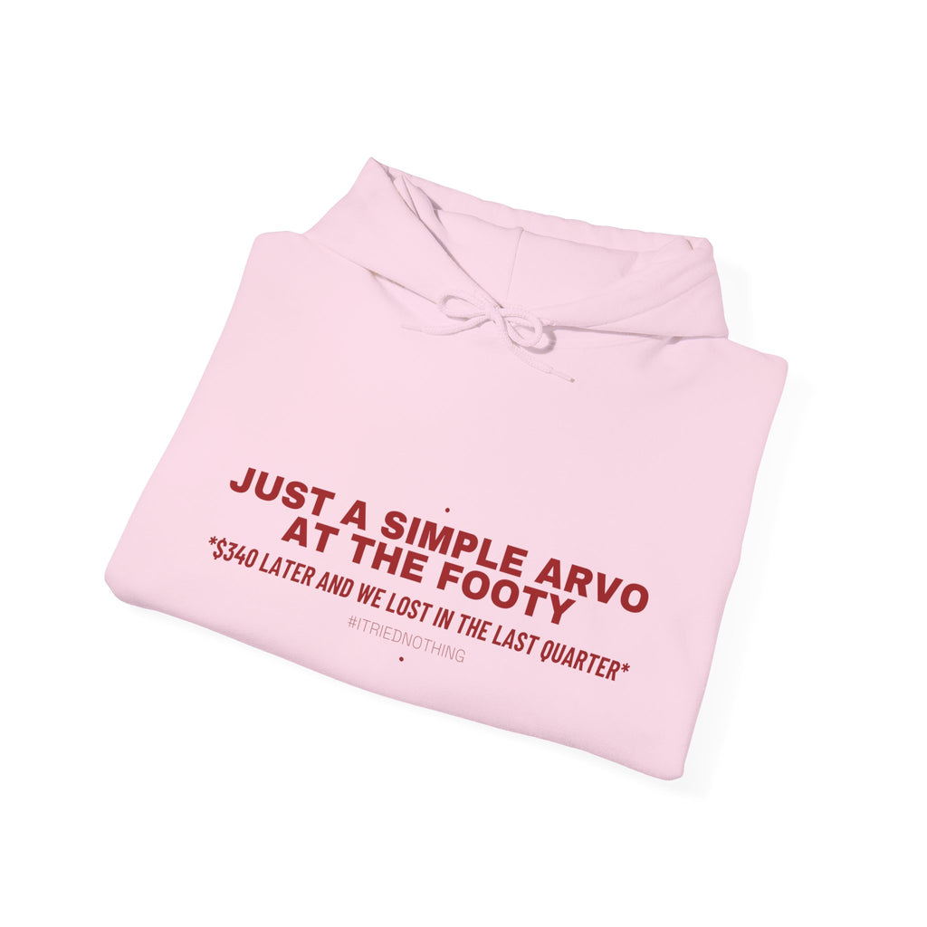 Just A Simple Arvo At The Footy - Trendy Teez Funny Hoodie mockup