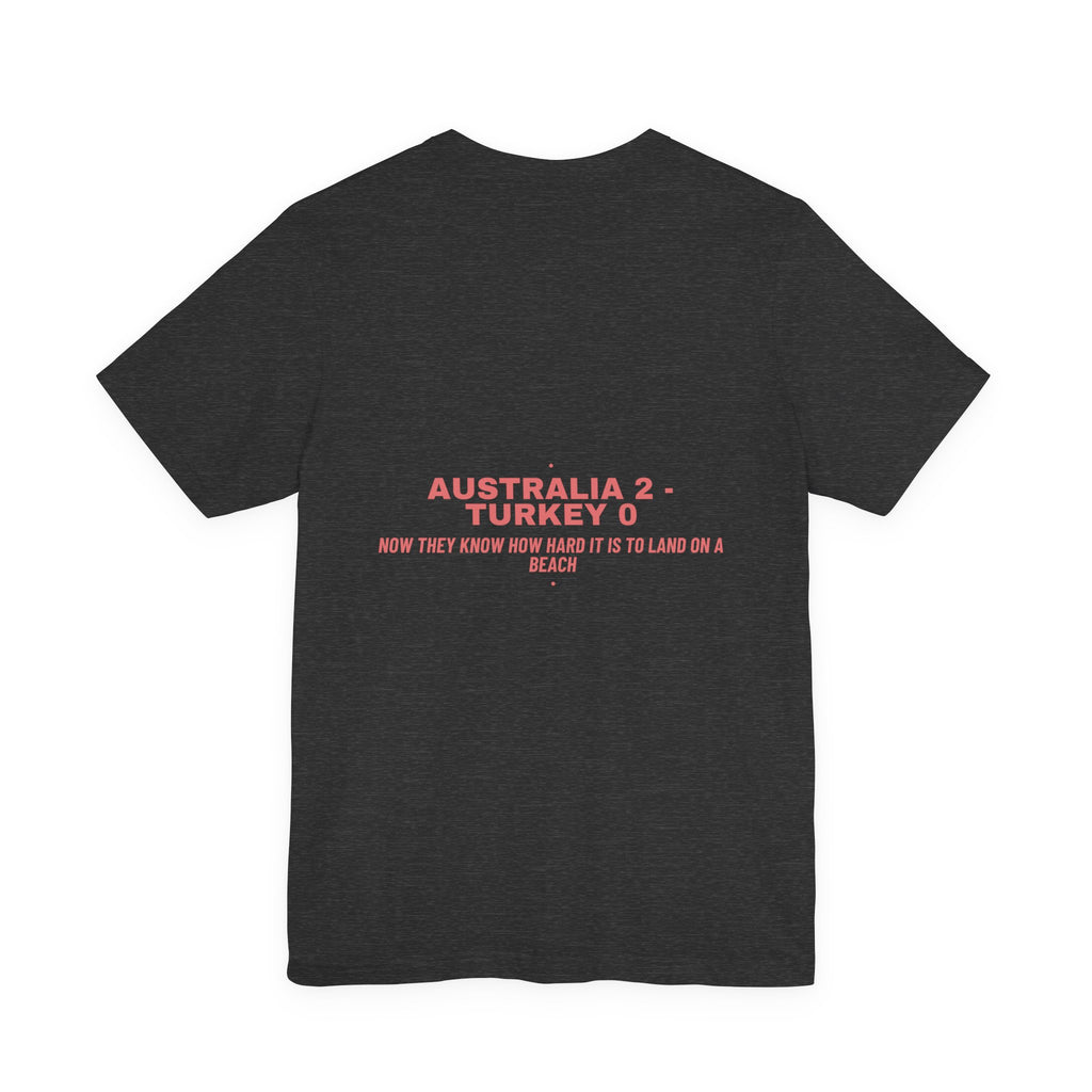 Australia 2 - Turkey 0 - Trendy Teez Funny Tee (Back Print) mockup