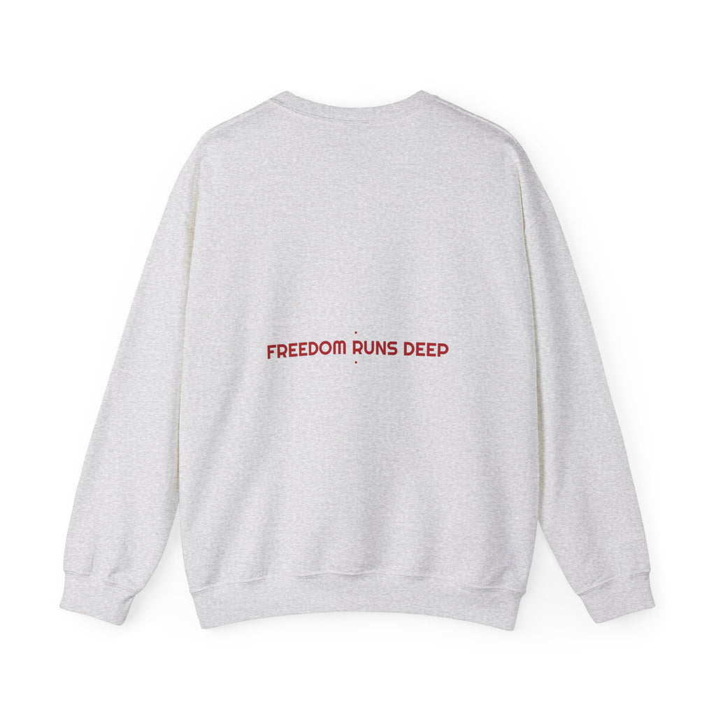 Freedom Runs Deep - Trendy Teez Funny Crewneck (Back Print) mockup