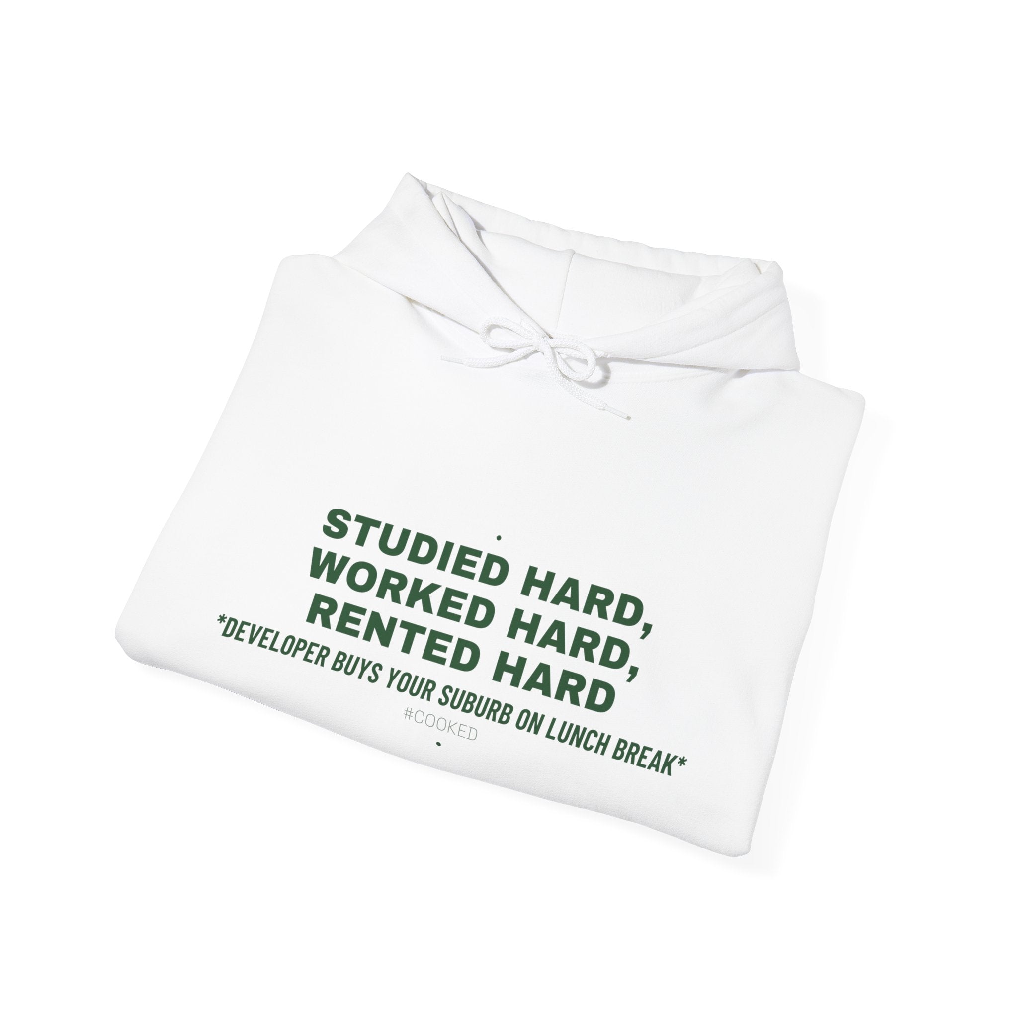 Studied Hard, Worked Hard, Rented Hard - Trendy Teez Funny Hoodie mockup