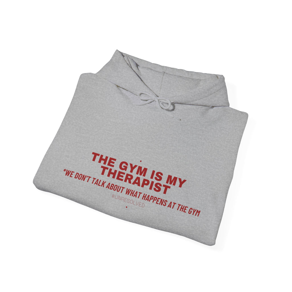 The Gym Is My Therapist - Trendy Teez Funny Hoodie mockup
