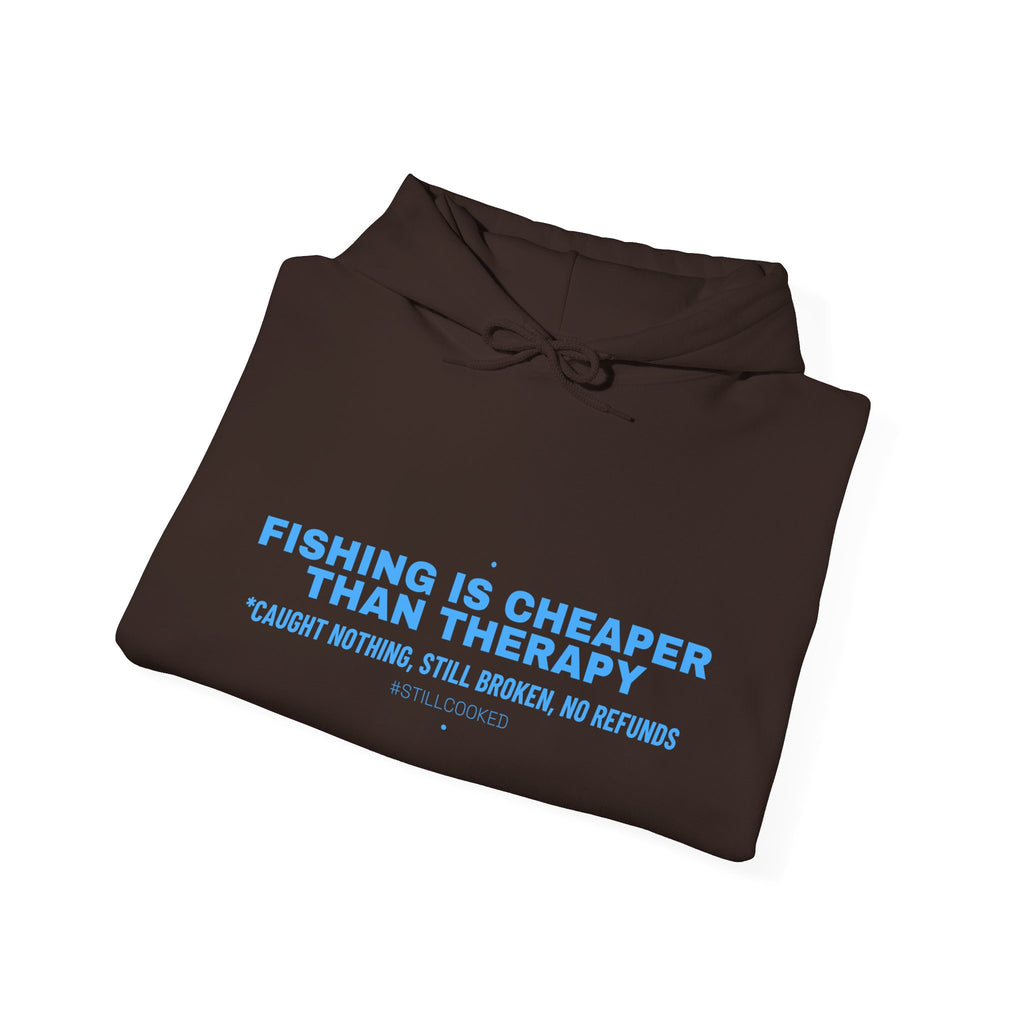 Fishing Is Cheaper Than Therapy - Trendy Teez Funny Hoodie mockup