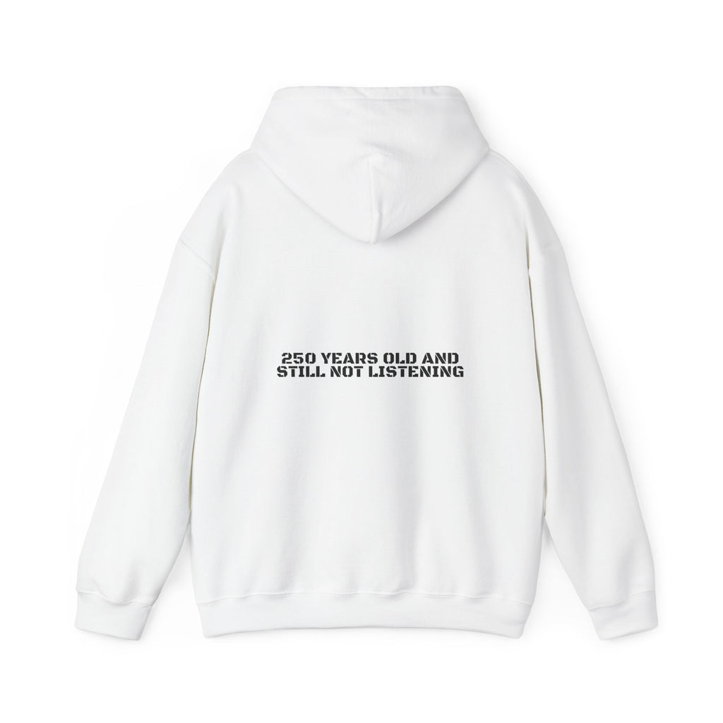 250 Years Old And Still Not Listening — Funny Hoodie (Back Print)