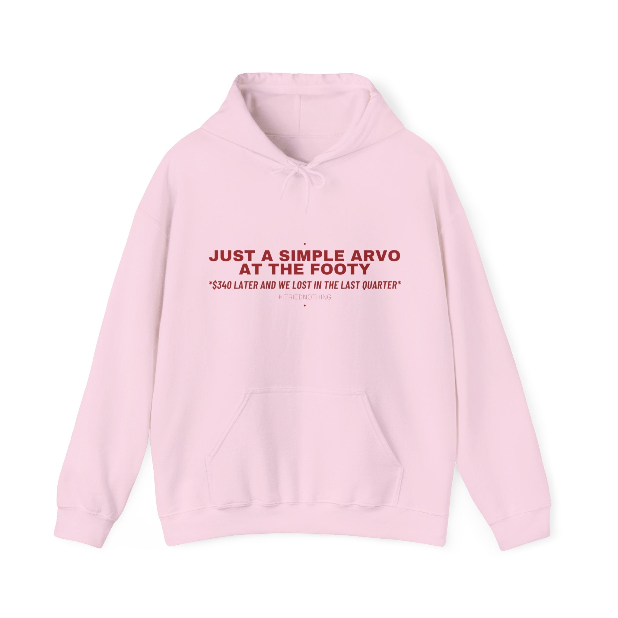 Just A Simple Arvo At The Footy - Trendy Teez Funny Hoodie mockup