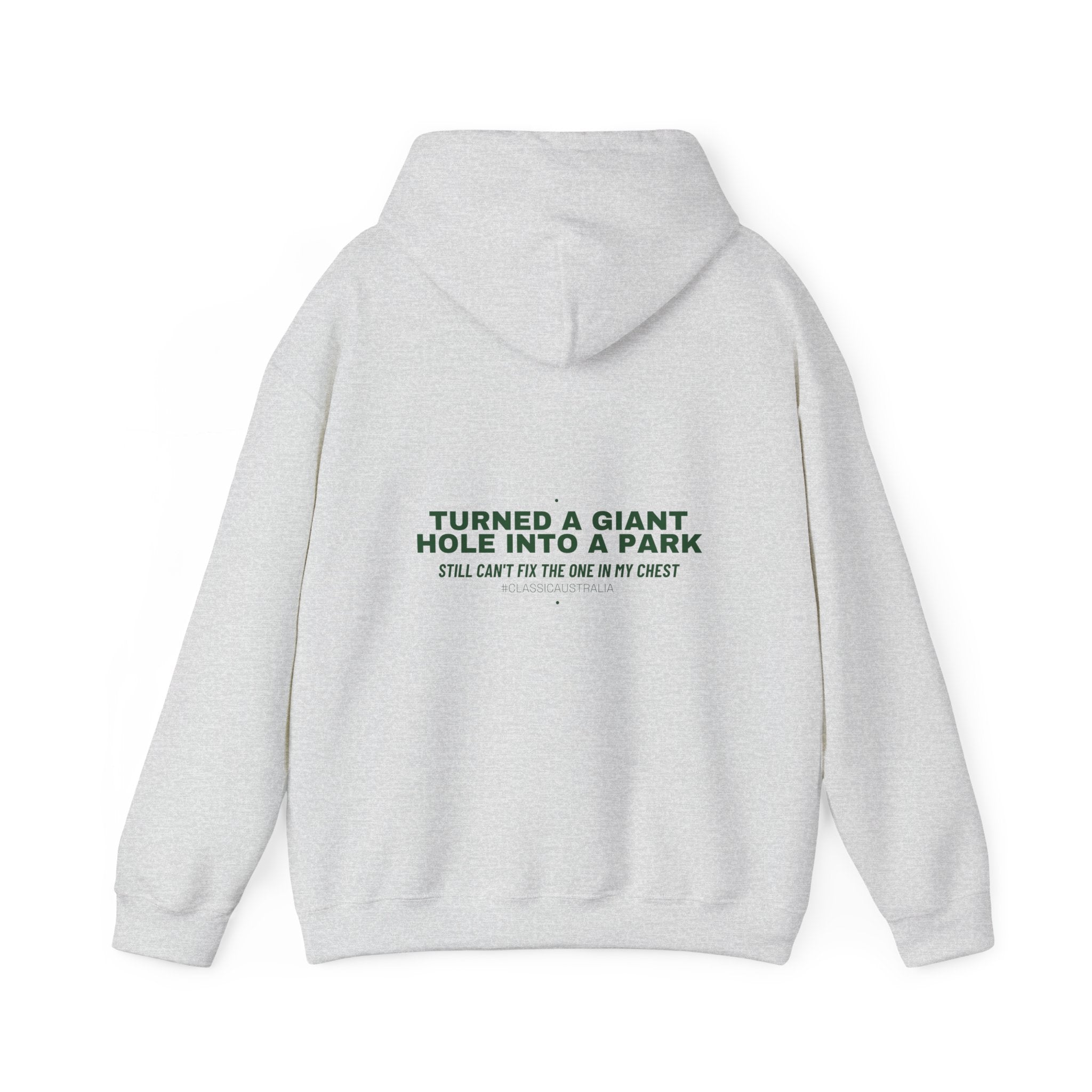 Turned A Giant Hole Into A Park — Funny Hoodie (Back Print)