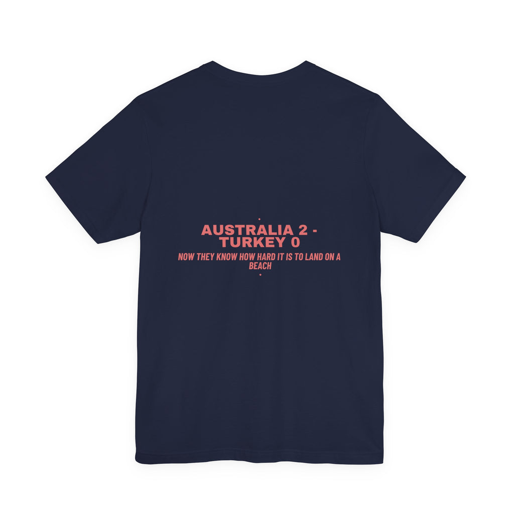 Australia 2 - Turkey 0 - Trendy Teez Funny Tee (Back Print) mockup