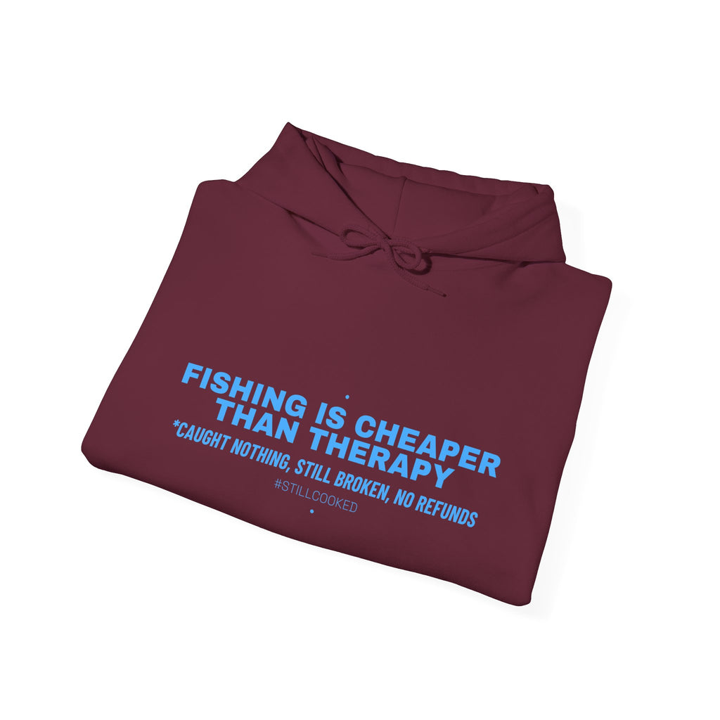Fishing Is Cheaper Than Therapy - Trendy Teez Funny Hoodie mockup