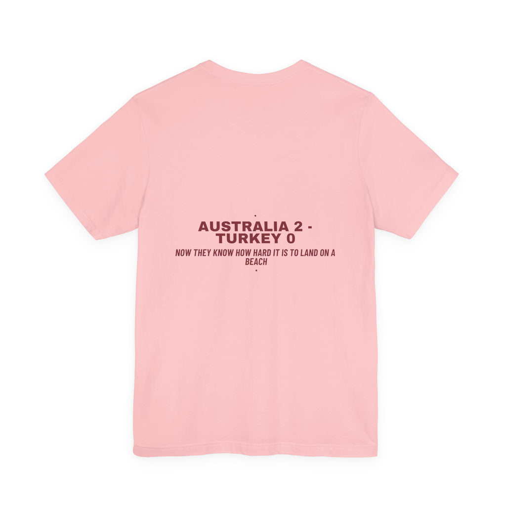 Australia 2 - Turkey 0 - Trendy Teez Funny Tee (Back Print) mockup
