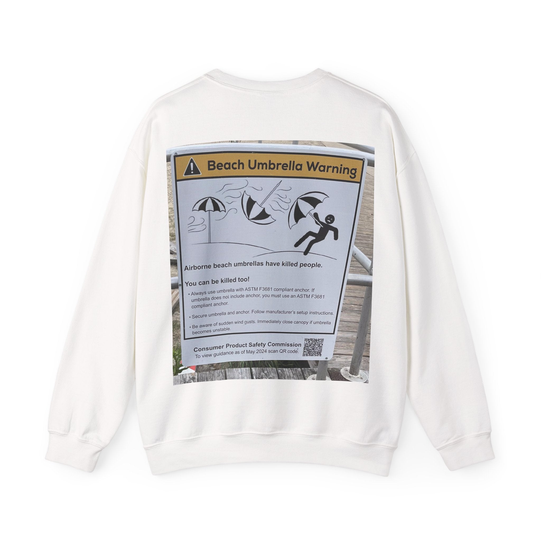 Flying Beach Umbrellas (Ocean City, Nj) — Hard Crewneck (Back Print)