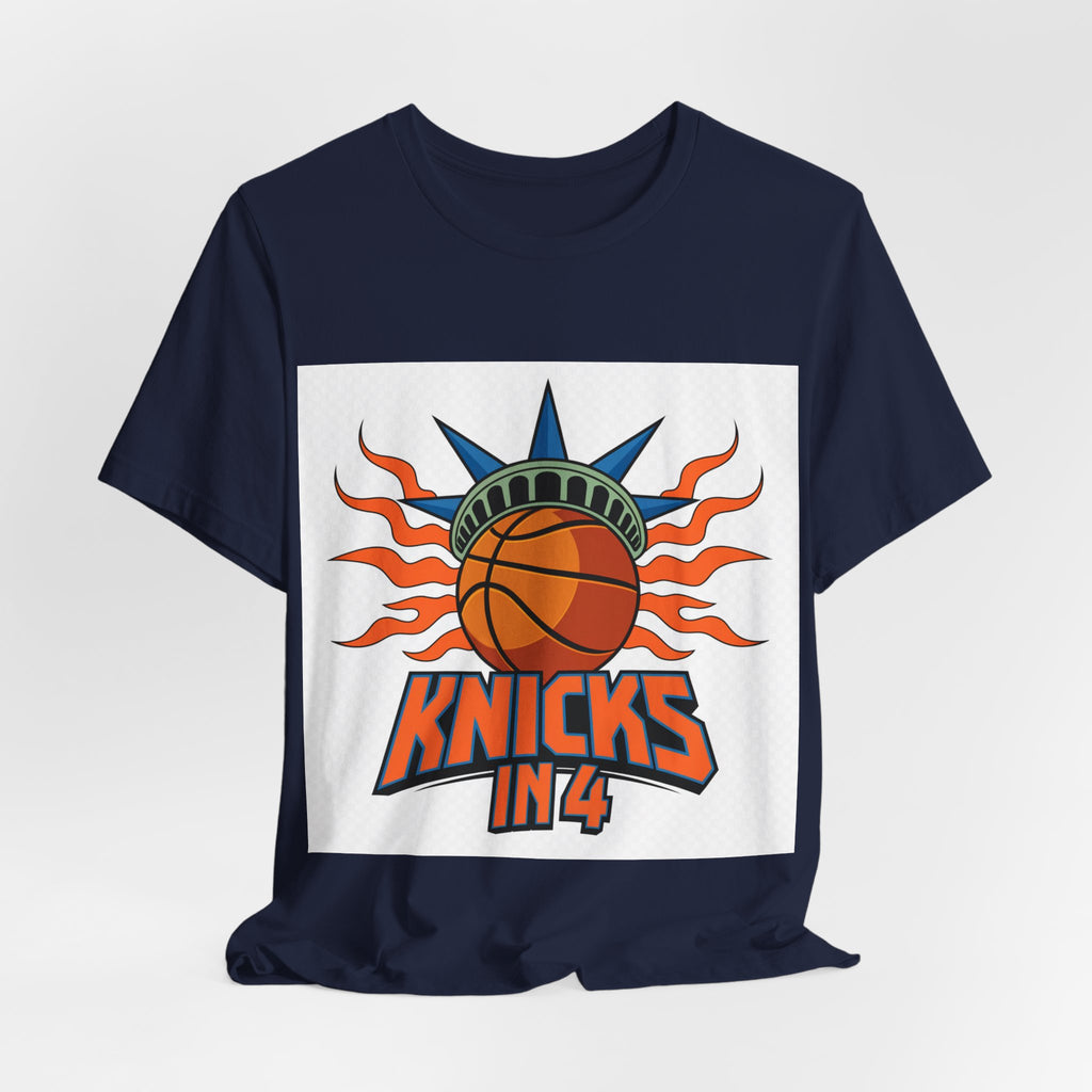 Knicks In 4 Liberty Ball - Trendy Teez Tee (Graphic Front + Text Back) mockup