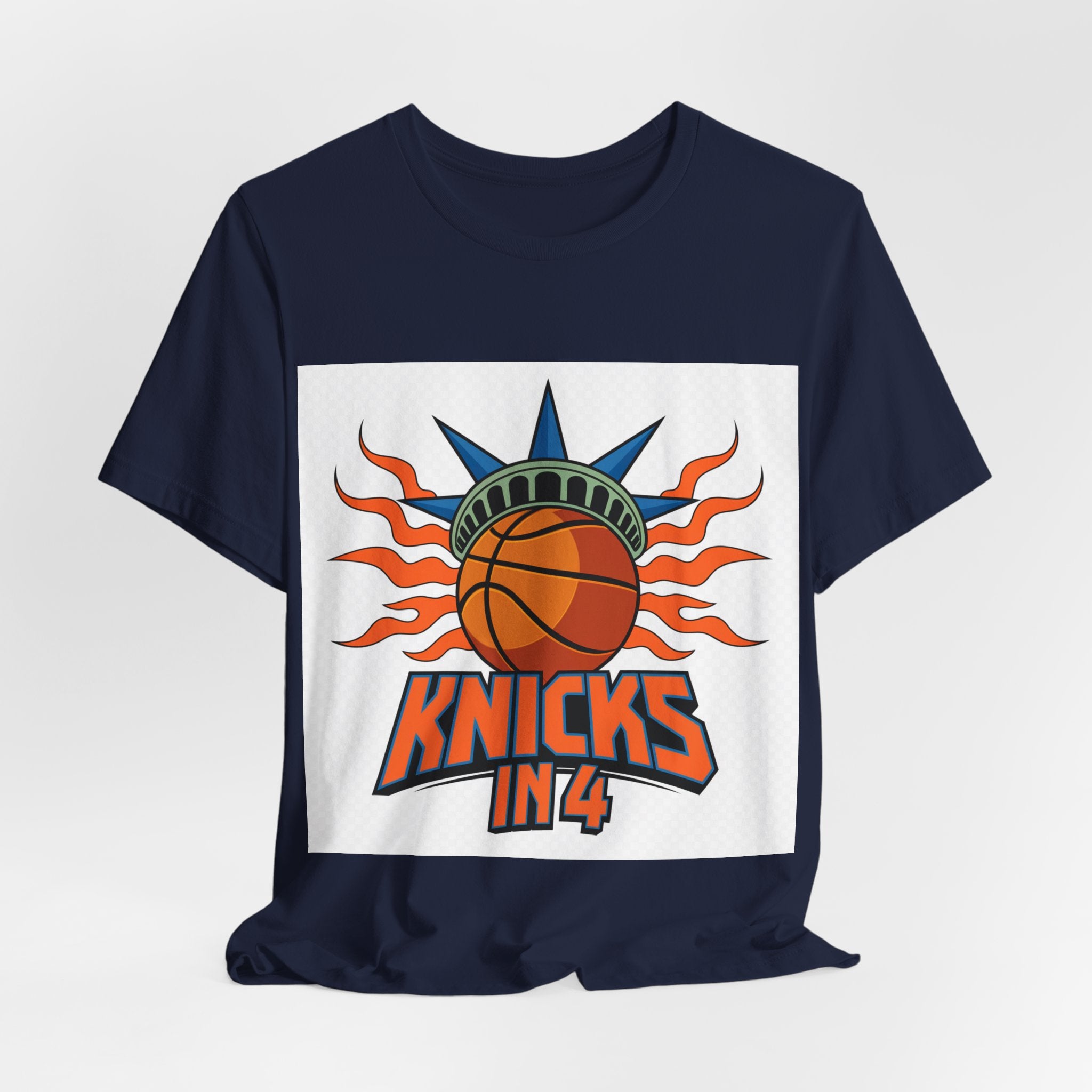 Knicks In 4 Liberty Ball - Trendy Teez Tee (Graphic Front + Text Back) mockup